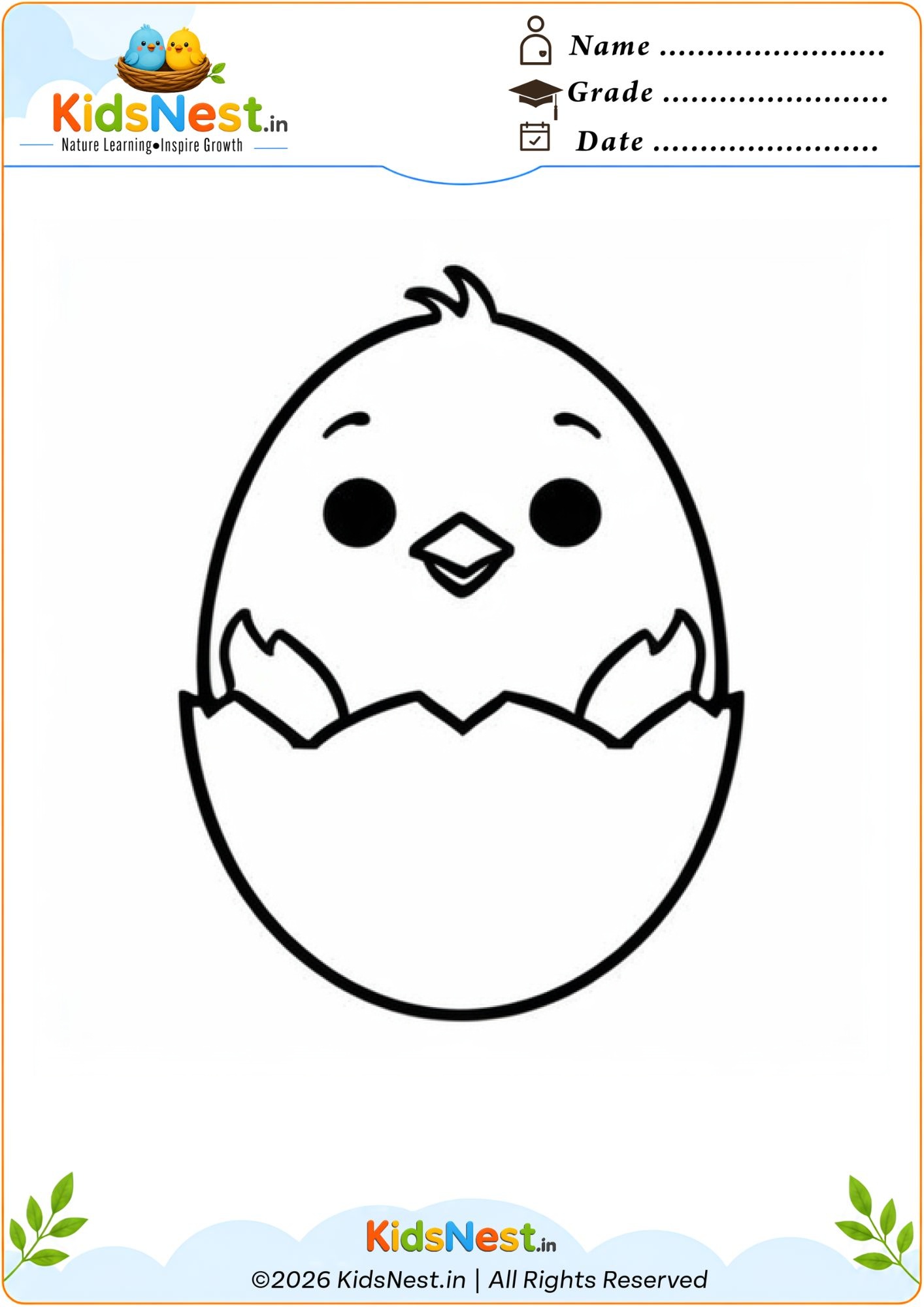 Baby Chick Hatching Coloring Page | Printable for Kids