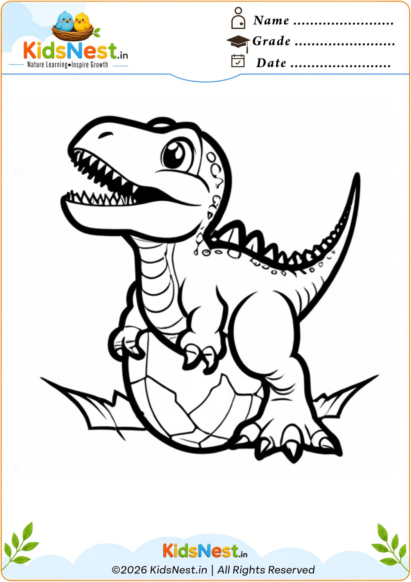 Baby Dinosaur Hatching Coloring Page | Printable for Kids