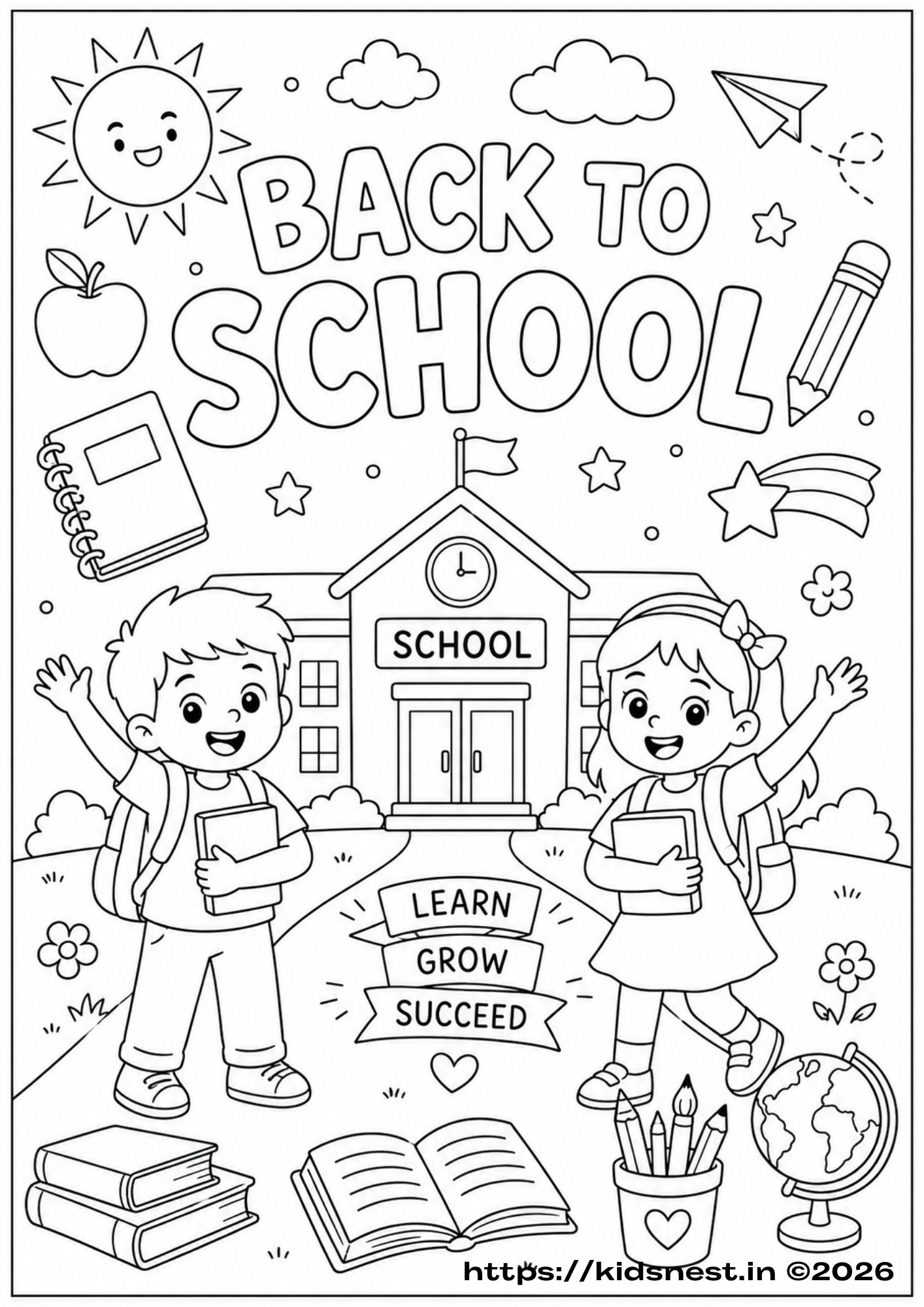 Free Back to School Coloring Pages for Kids | Printable Fun
