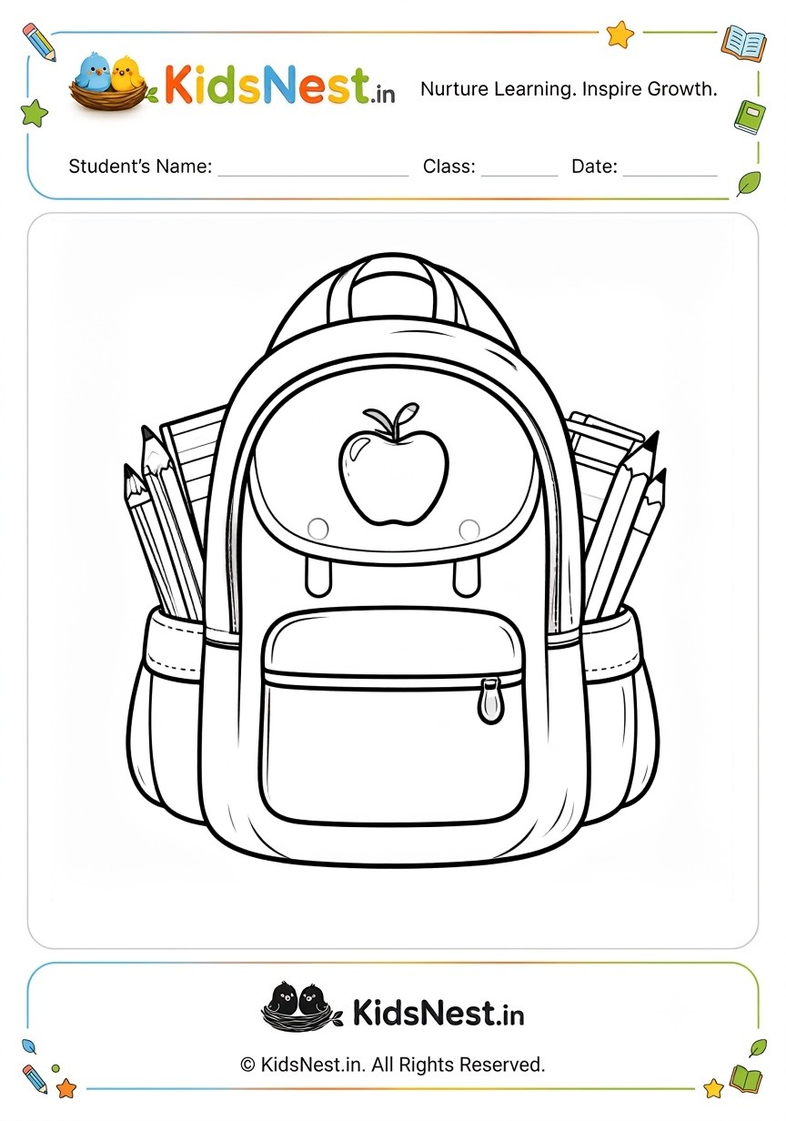 Backpack and School Supplies Coloring Page | Free Printable