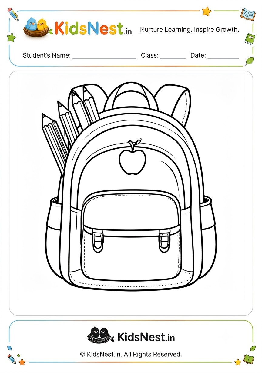 Backpack Coloring Worksheet for Students | Free Printable
