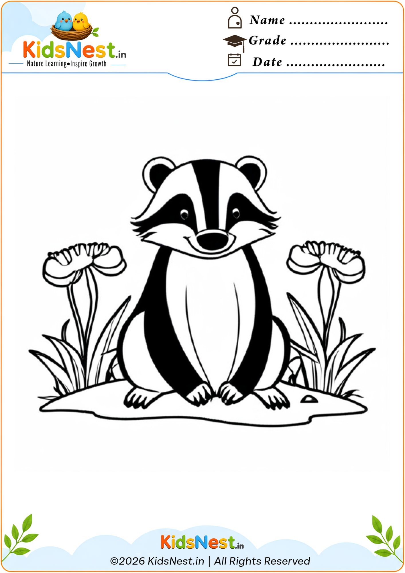 Printable Badger Coloring Worksheet for Kids | Free PDF
