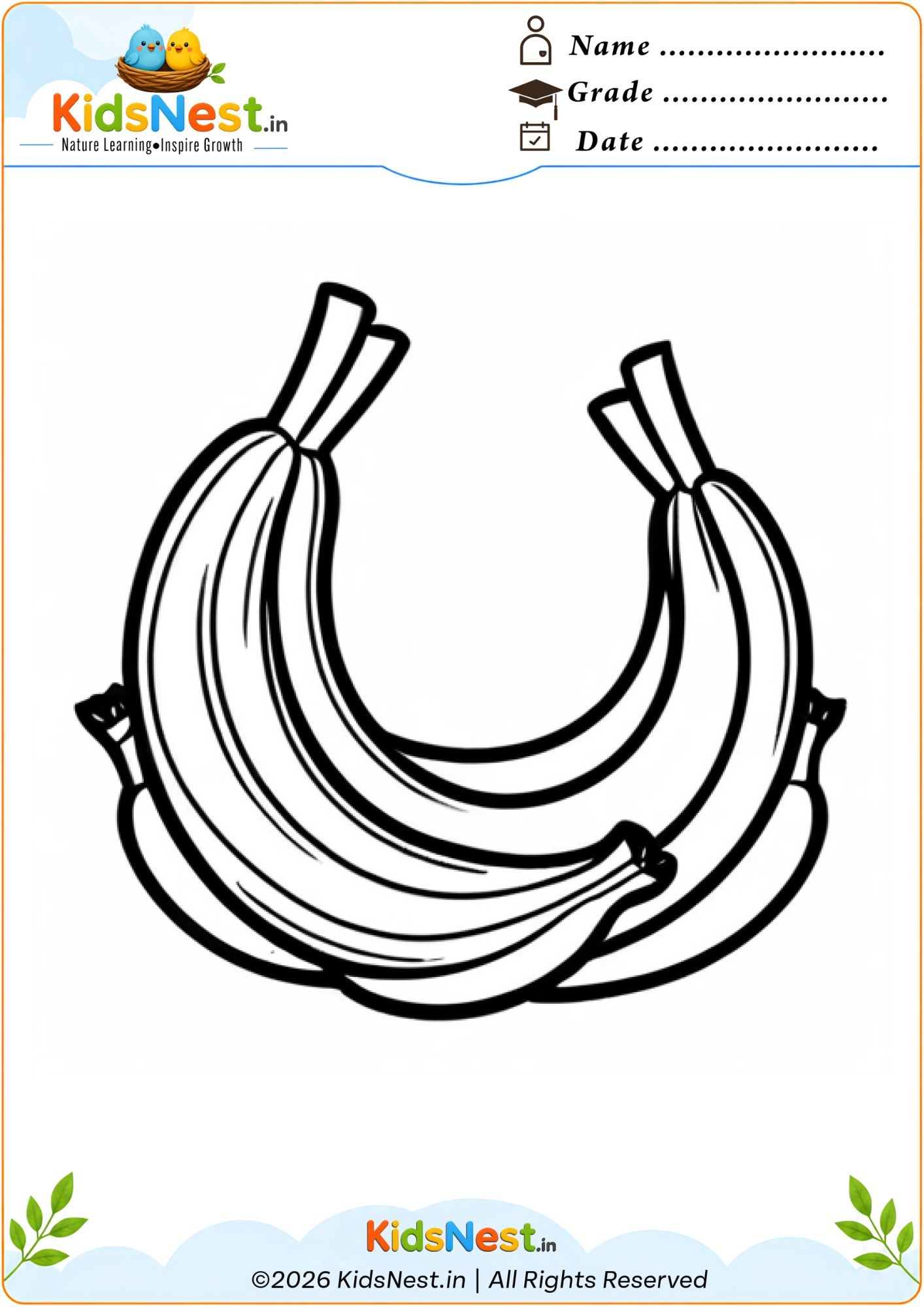 Banana Bunch Coloring Page | Free Printable for Kids