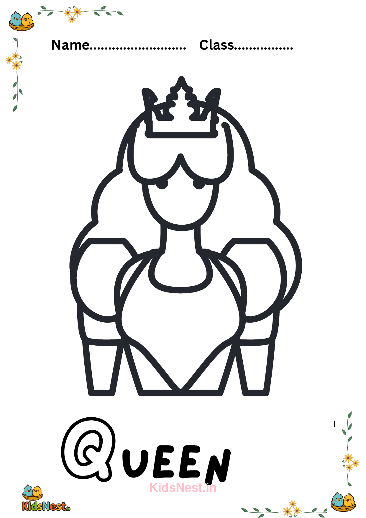 Beautiful Queen Coloring Page | Kids Printable Activity