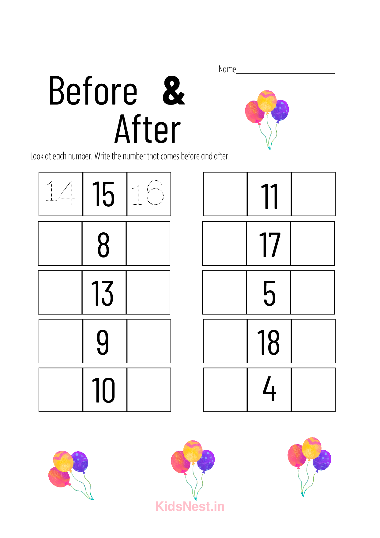 Before & After Worksheets | Kids Printable Activities