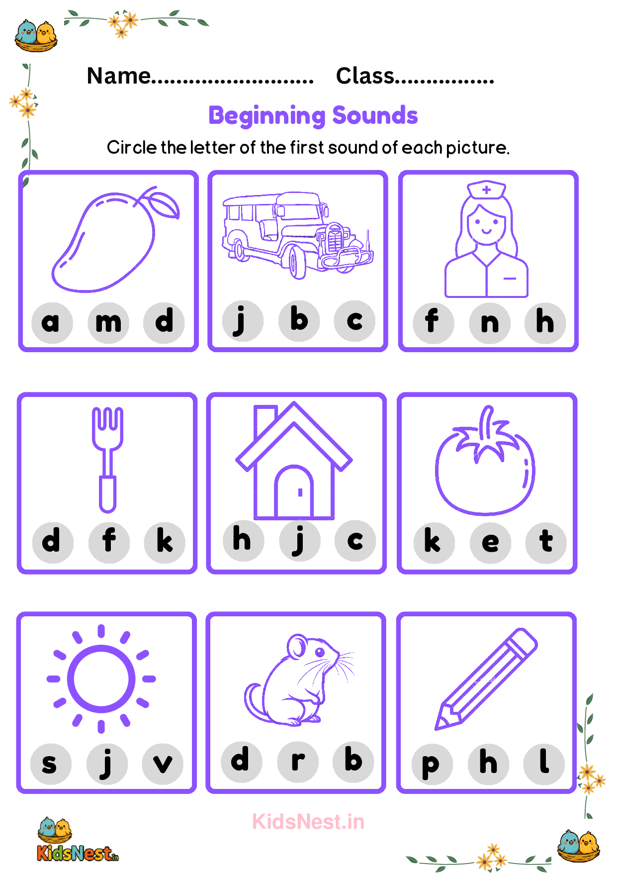 Beginning Sounds Worksheets | Preschool Phonics Activities