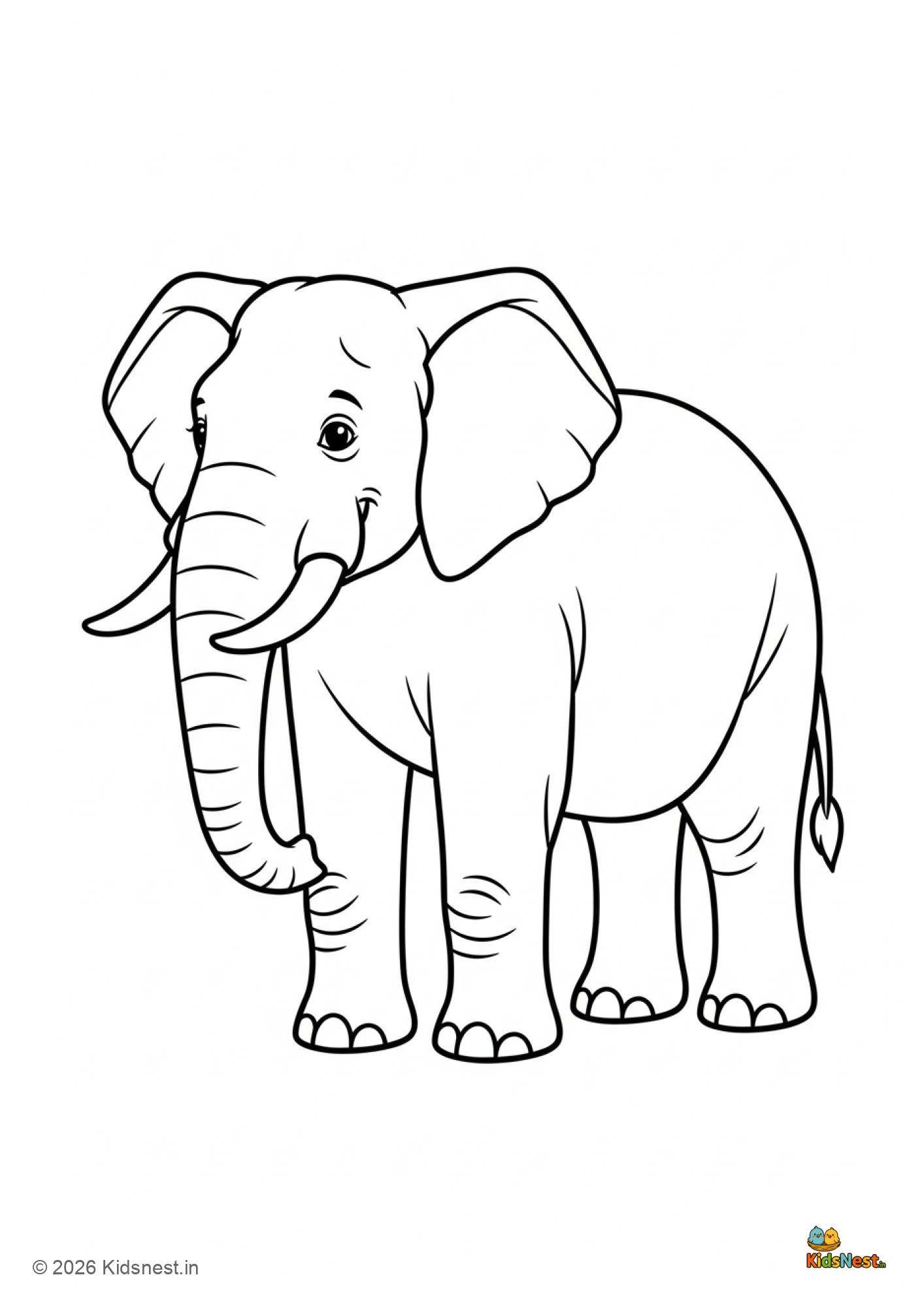 Big Elephant Colouring Page for Kids | Free Printable Worksheet