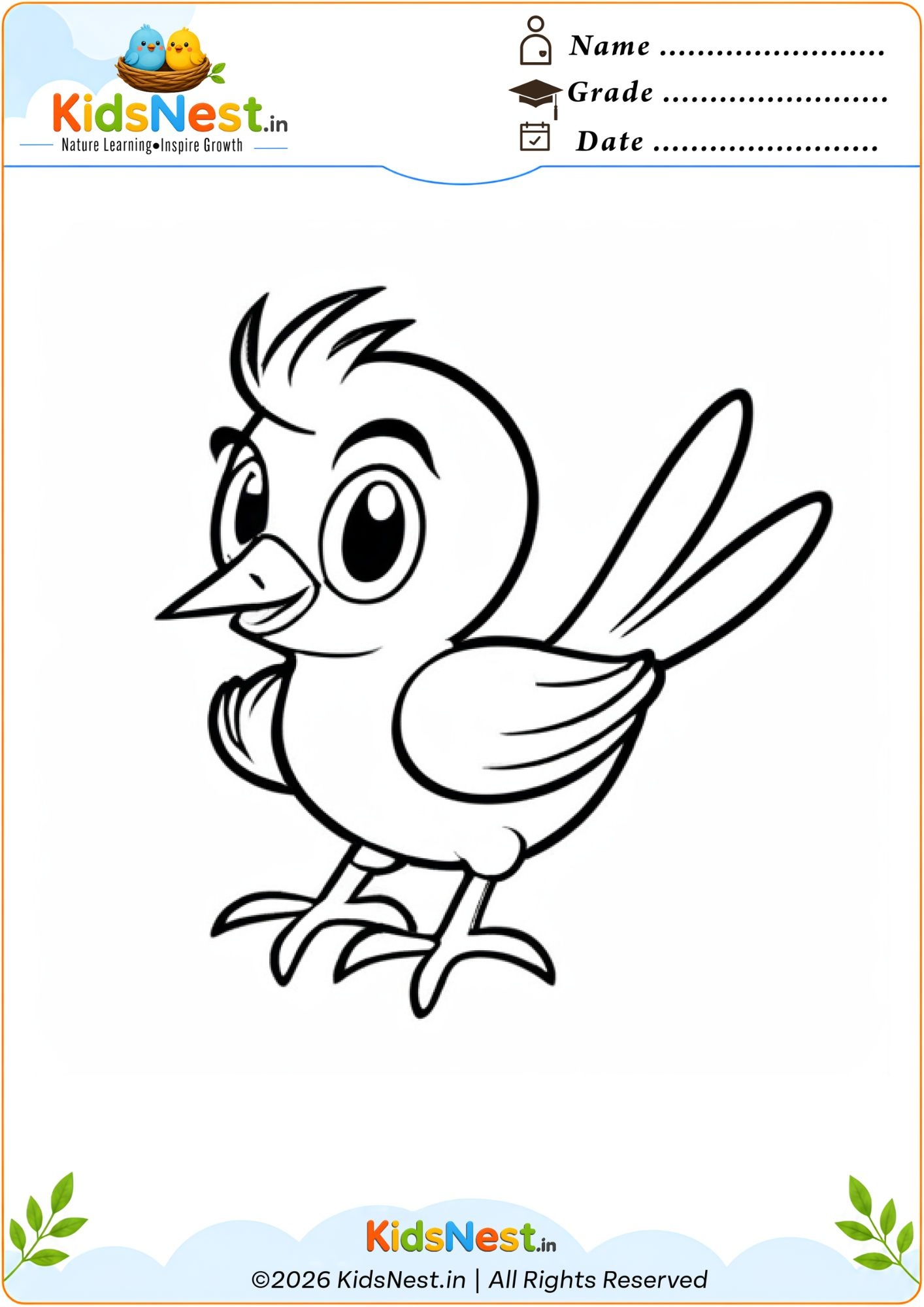 Free Printable Bird Coloring Page for Kids | Educational Fun