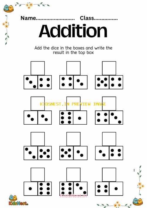 Block Addition Math Worksheet for Kids | Printable Activity