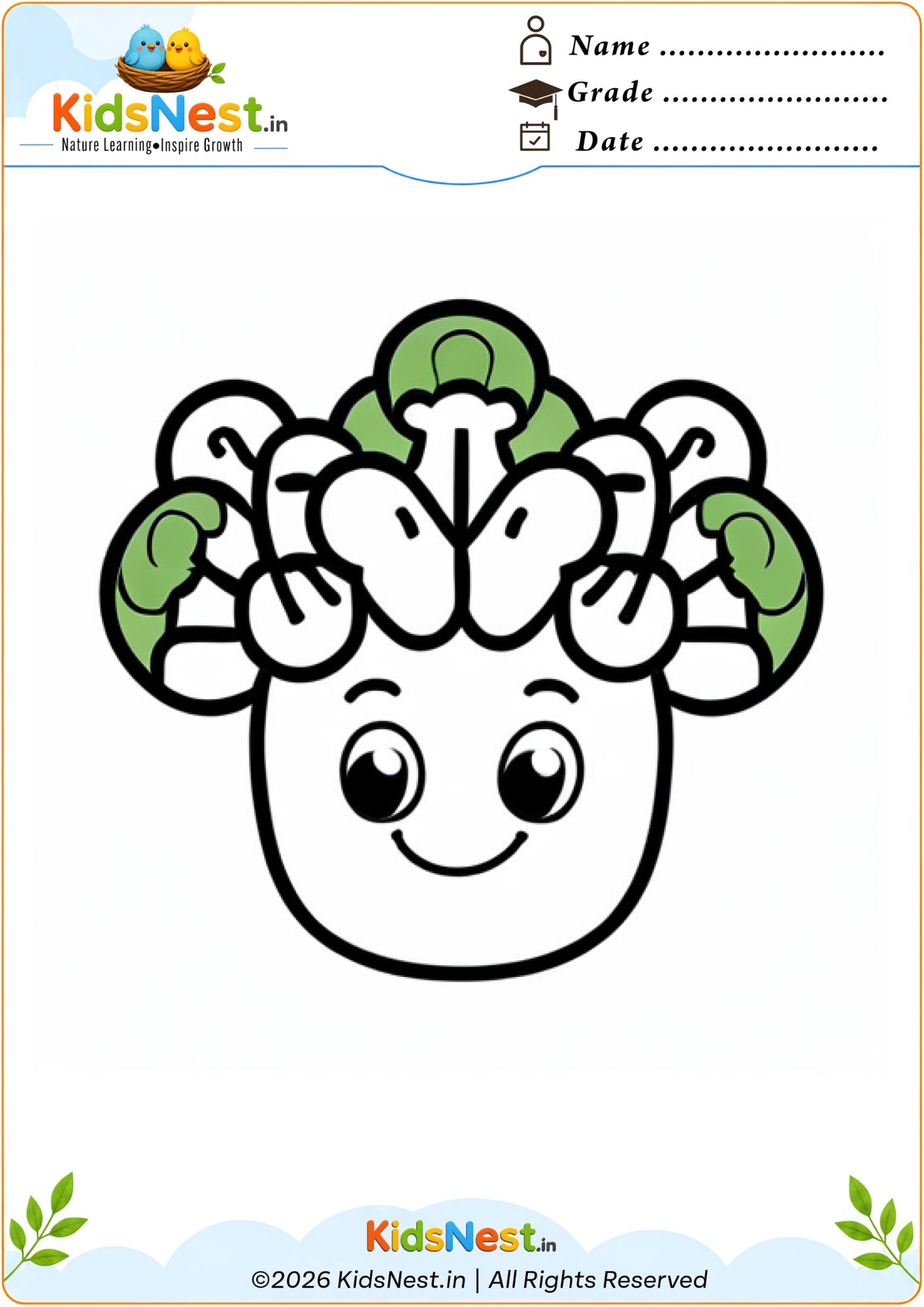Bok Choy Coloring Worksheet for Kids | Printable Activity
