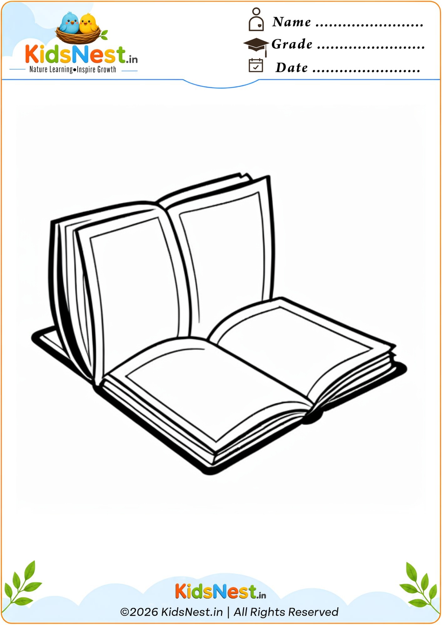 Free Printable Book Coloring Page for Kids | Educational Fun