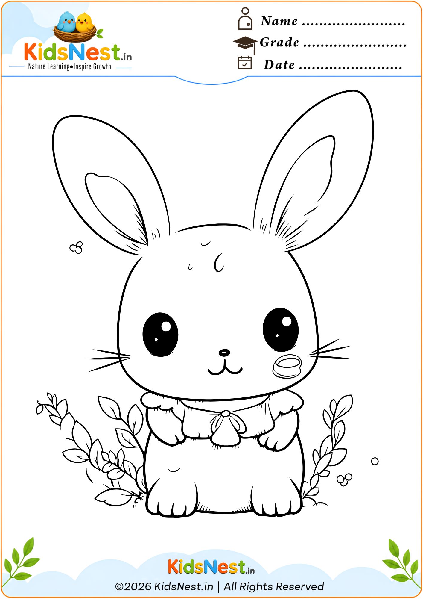 Free Printable Bunny Coloring Activity for Kids | Fun Learning