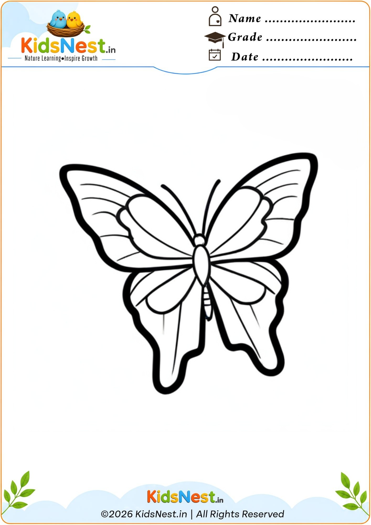 Free Printable Butterfly Coloring Page for Kids | Educational