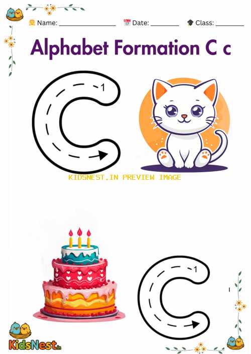 Letter C Formation Worksheet | Printable Tracing Activity