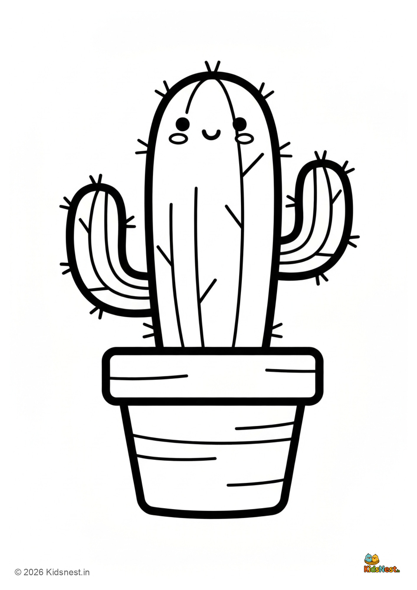 Cactus Coloring Page for Kids | Free Printable Worksheet
