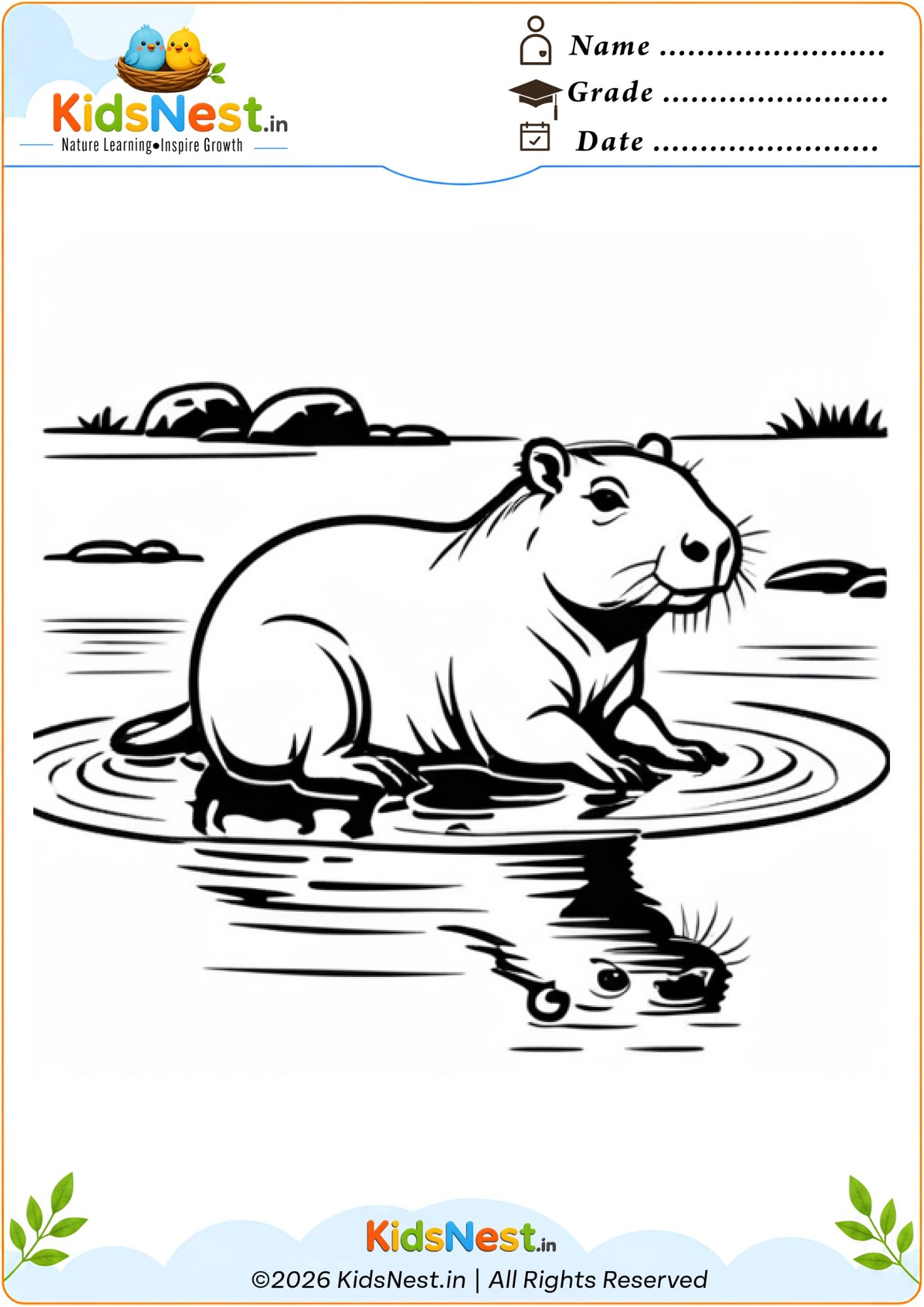 Free Capybara Coloring Page for Kids | Printable Activity