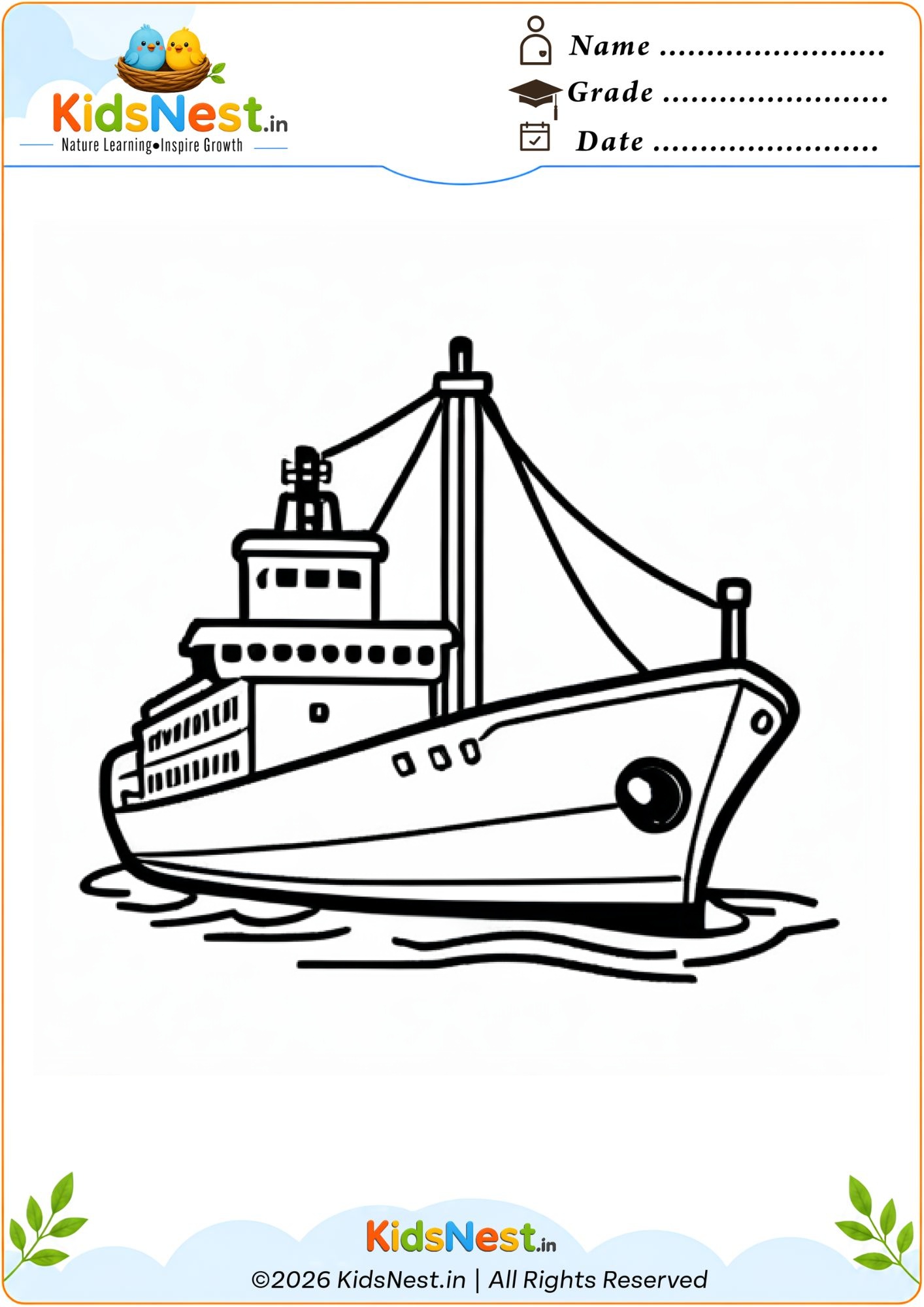 Free Cargo Ship Coloring Worksheet for Kids | Printable PDF