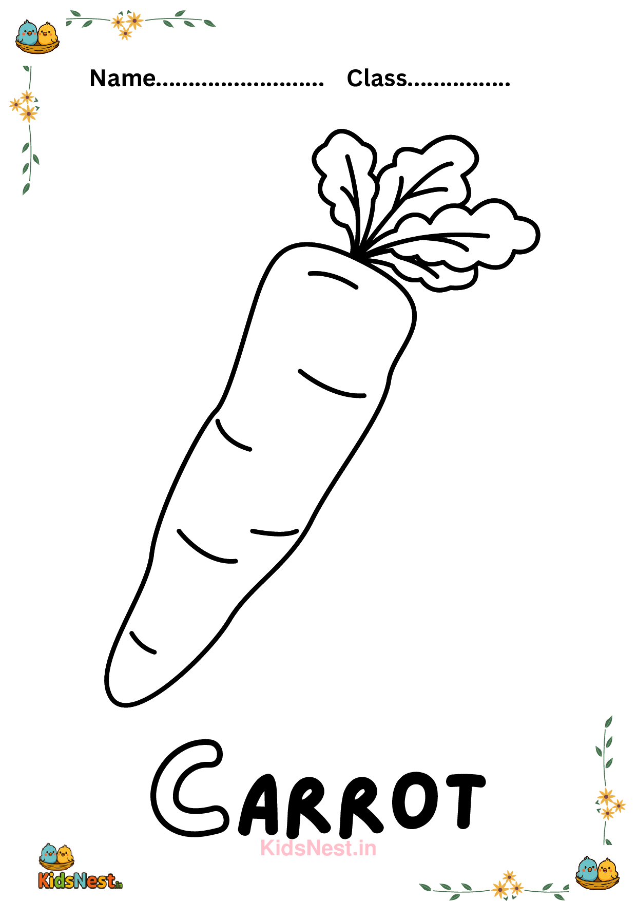 Carrot Coloring Fun | Free Printable Kids Activity
