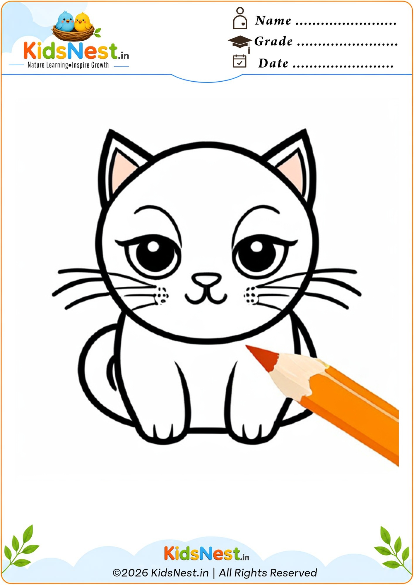 Free Cat Coloring Page for Kids | Printable Educational Activity