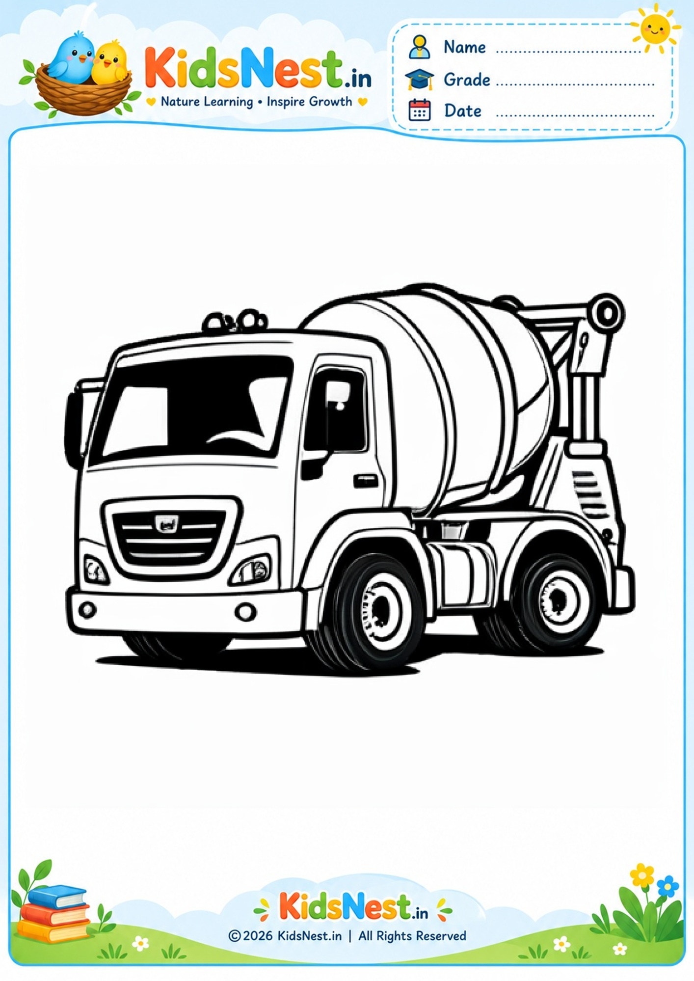Cement Mixer Coloring Activity