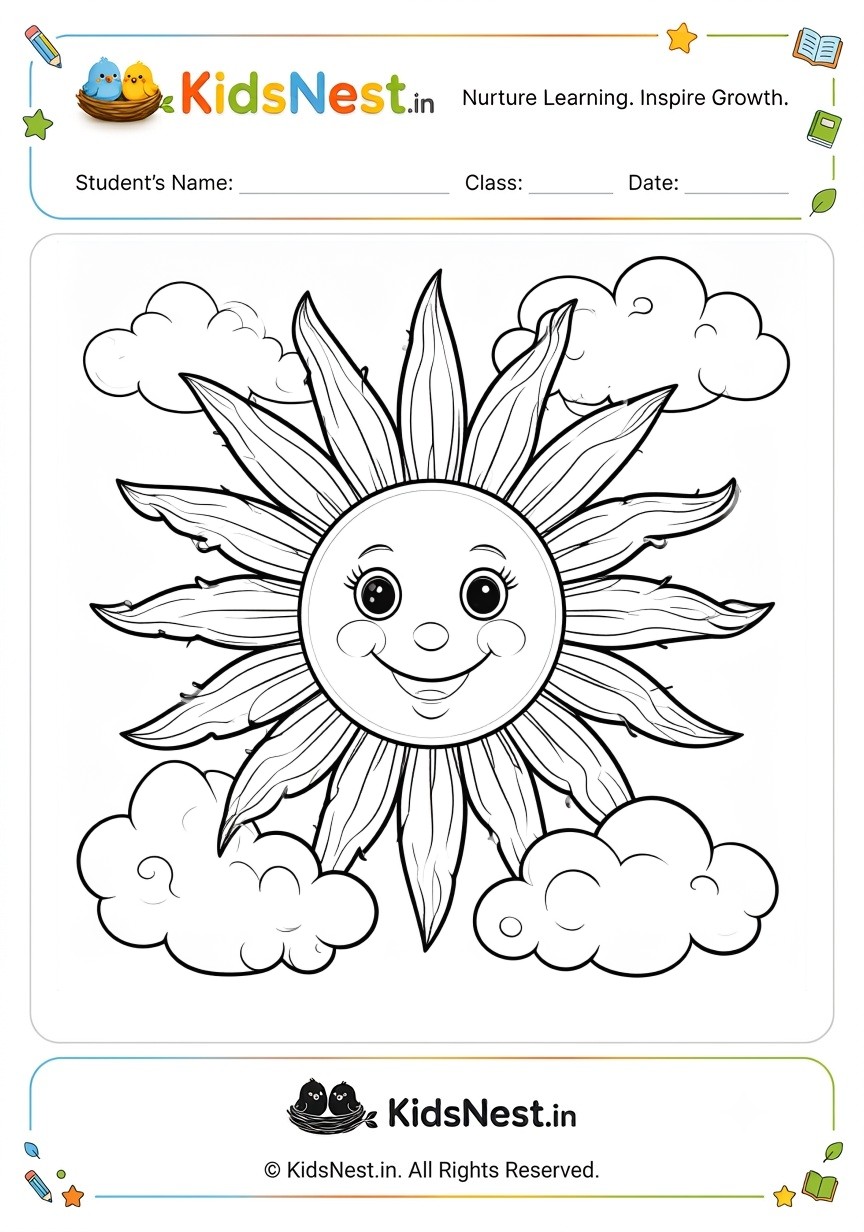 Cheerful Sun Coloring Activity for Kids | Free Printable