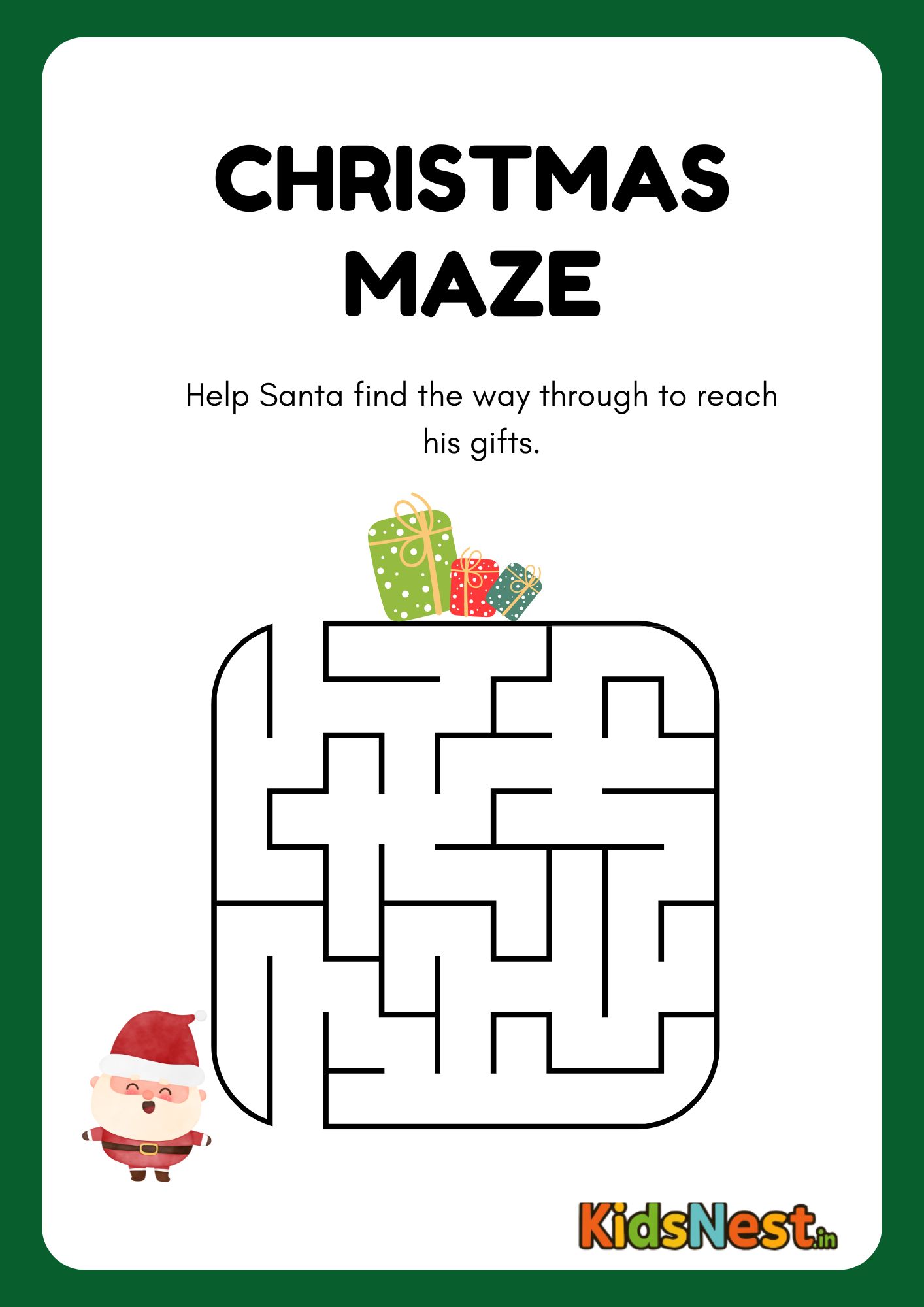 Christmas Maze Game for Kids | Free Printable Activity