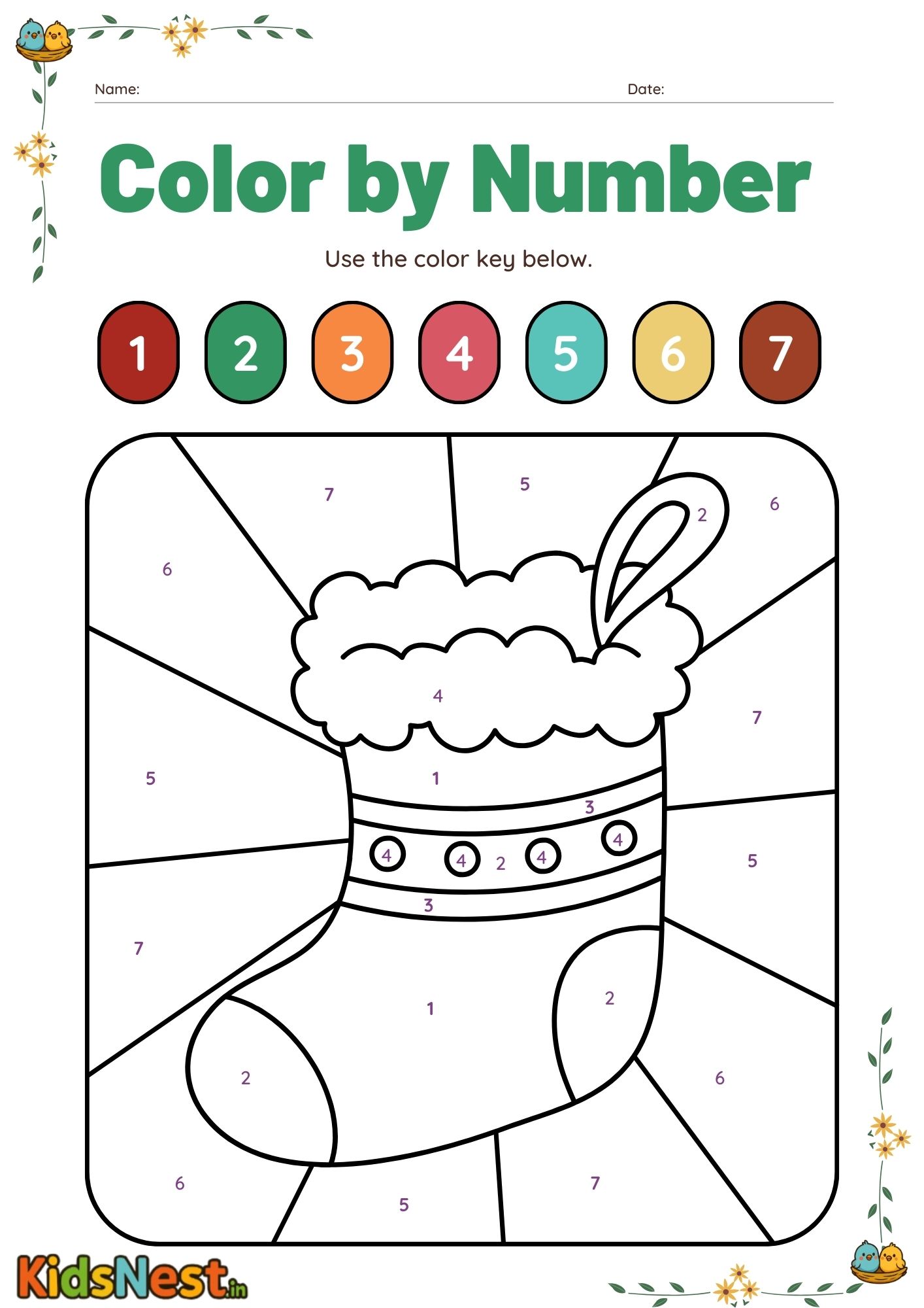 Christmas Ornament Colouring by Number | Kids Printable Page