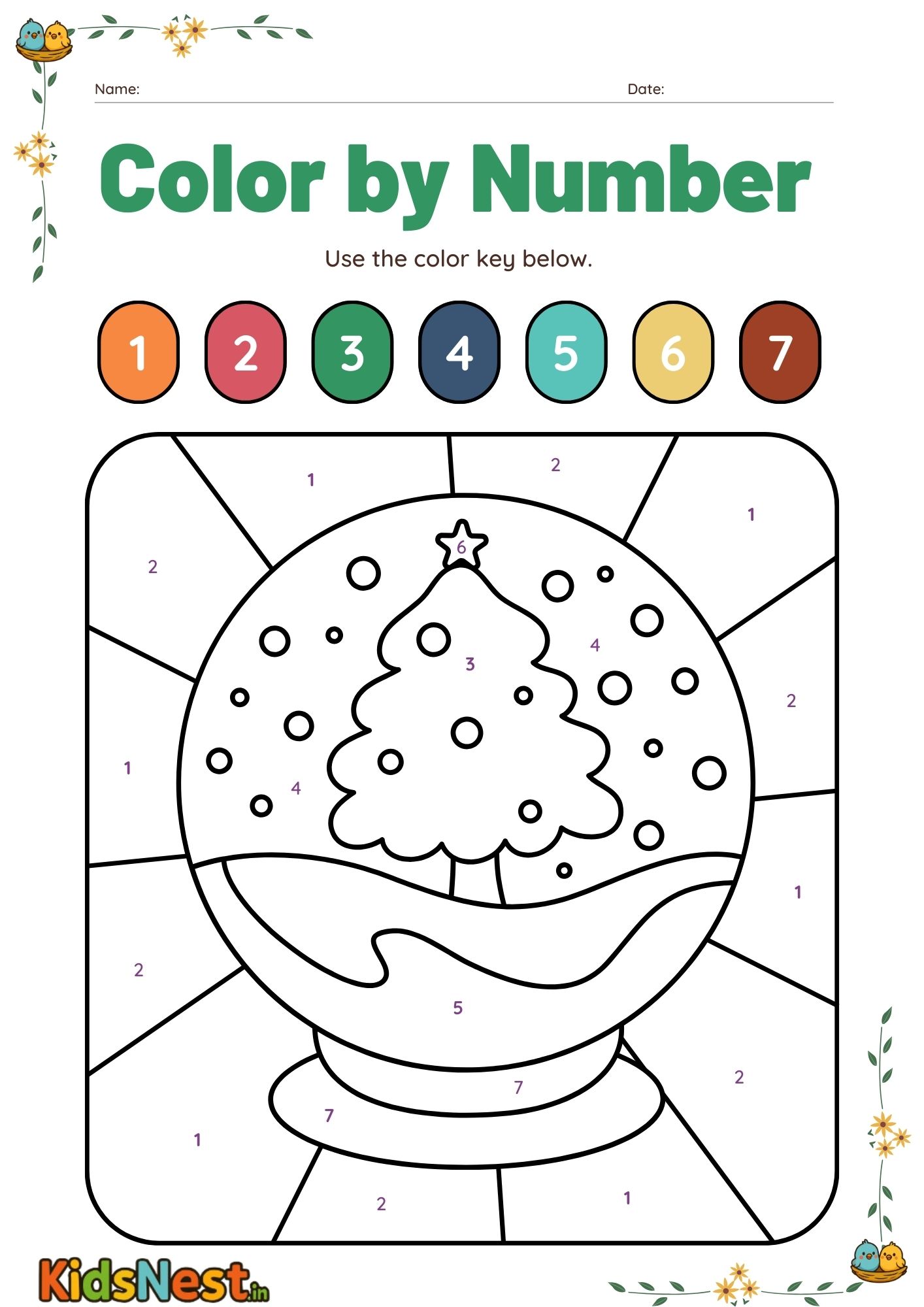 Christmas Tree Colour by Number | Kids Printable Activity