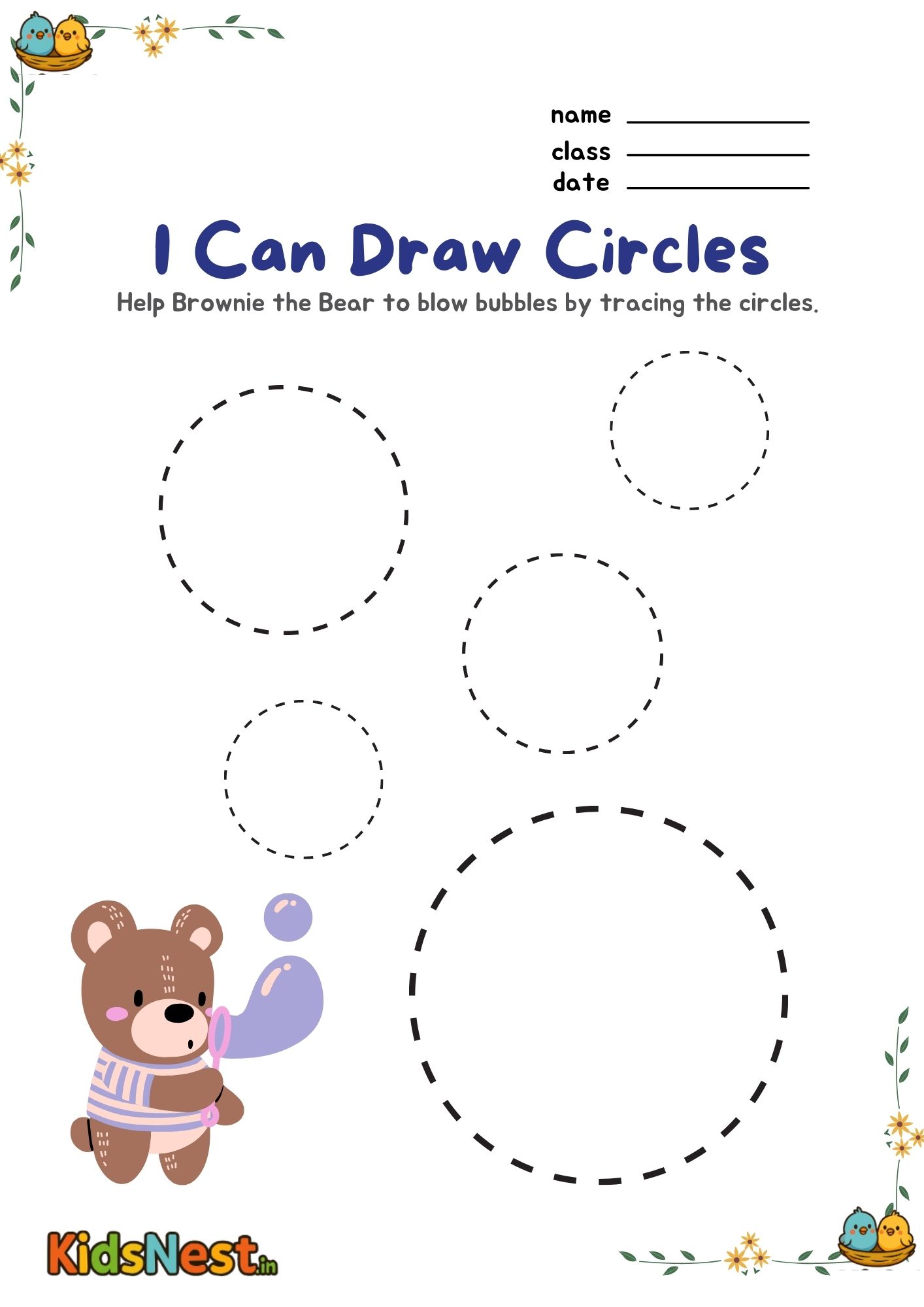 Printable Circle Tracing Worksheet for Kids | Educational Fun