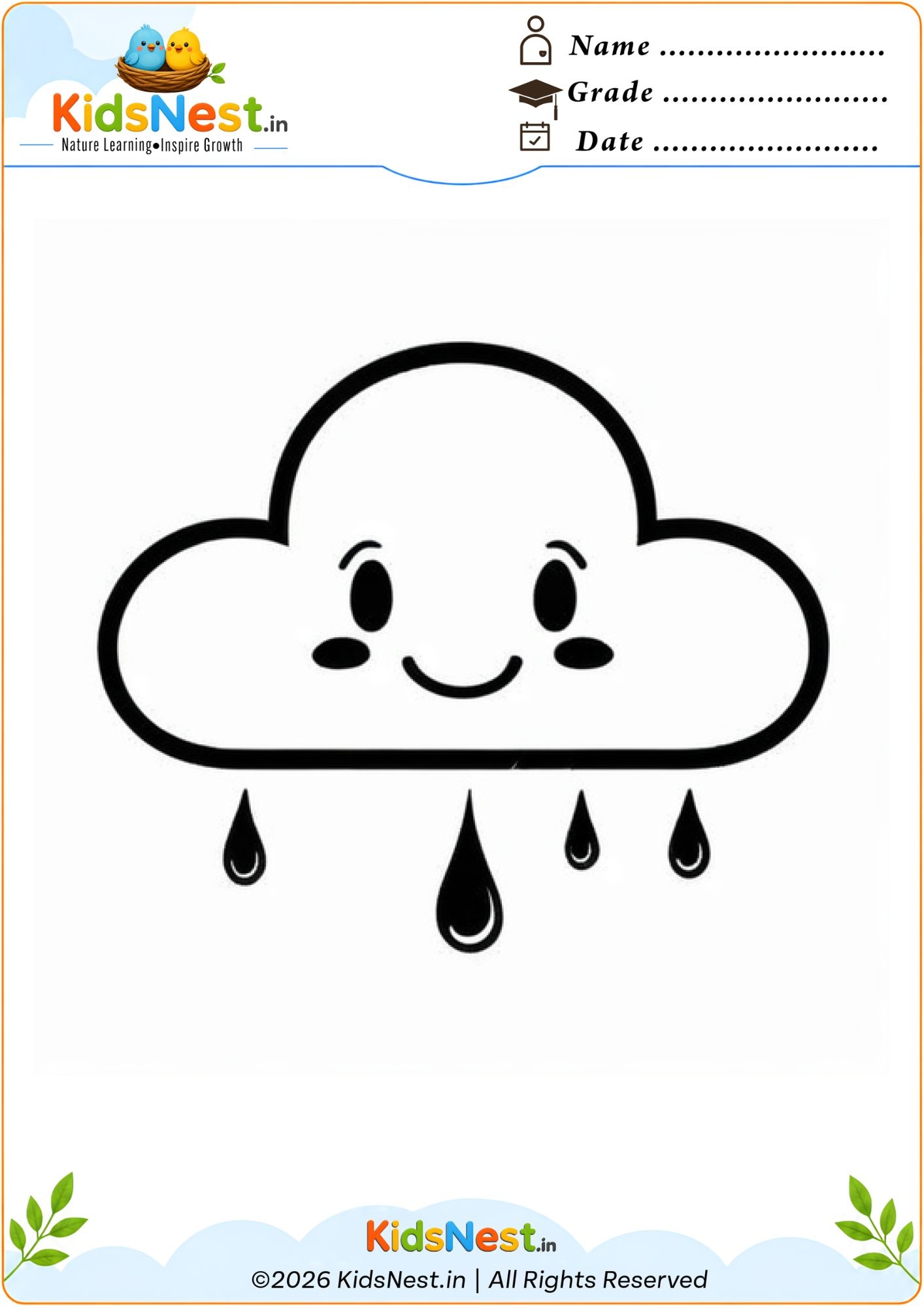 Cloud Coloring Worksheet for Kids | Free Printable PDF