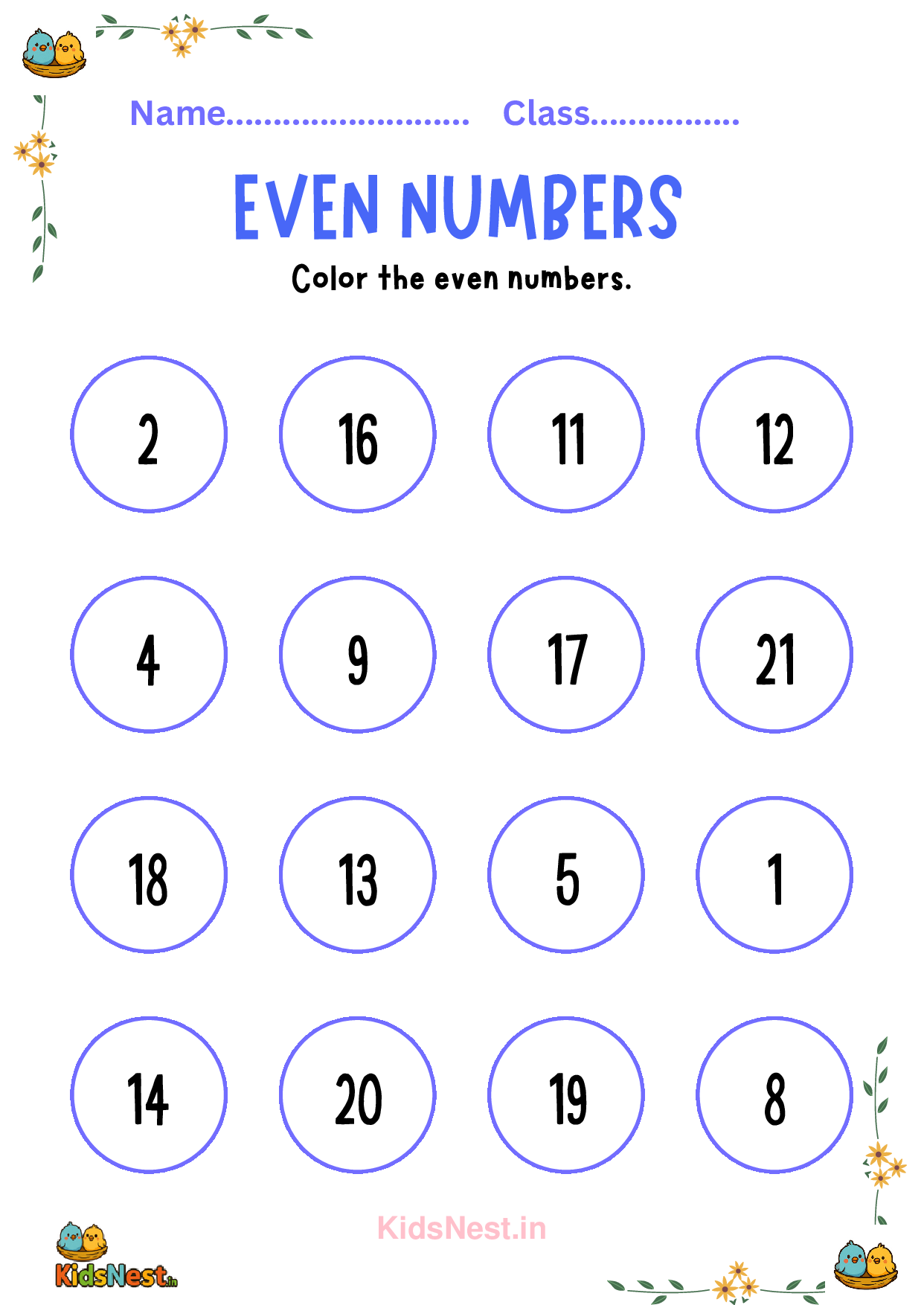 Color Even Numbers Worksheet | Fun Math Activity for Kids