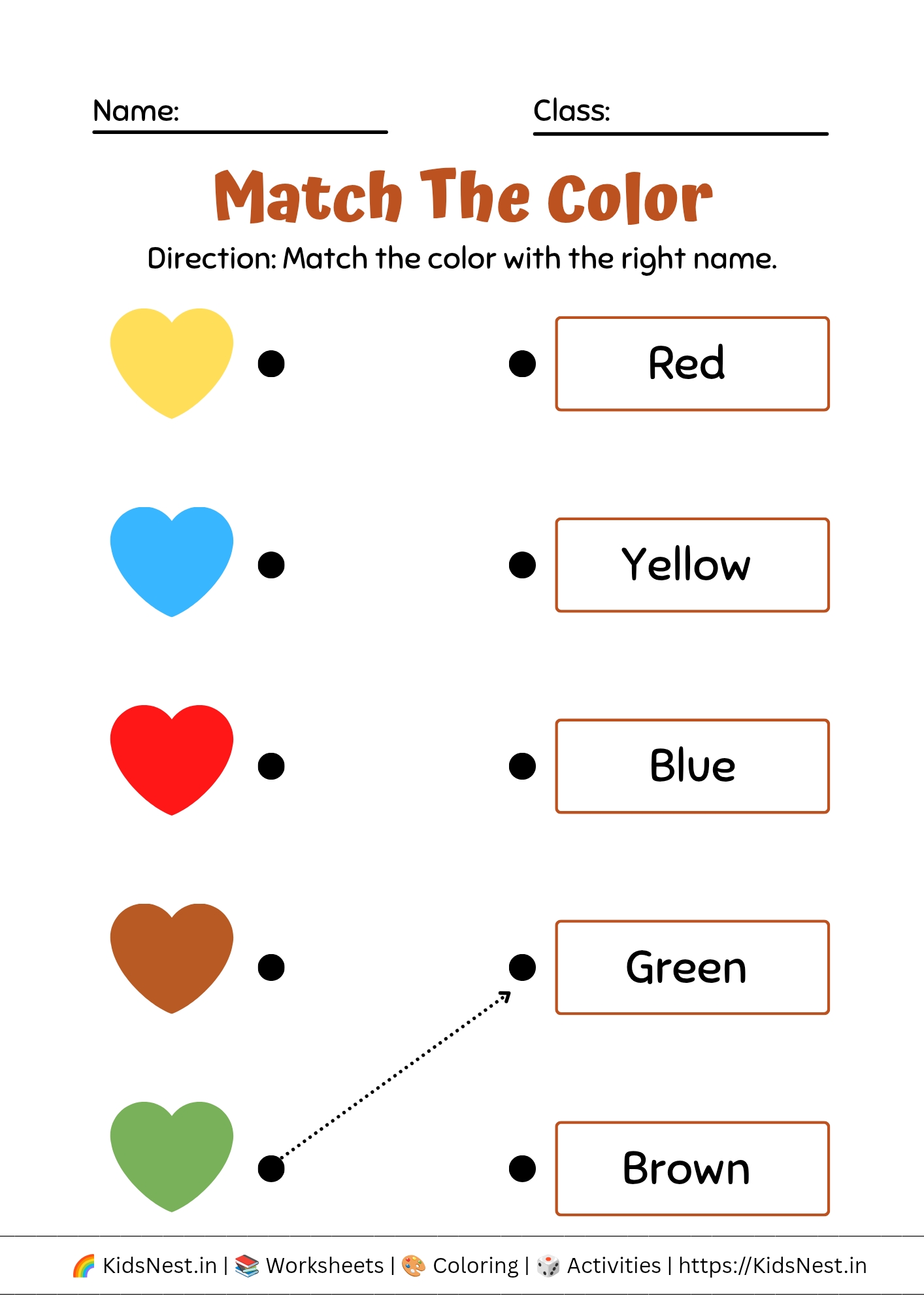 Printable Color Matching Name Worksheet for Kids
