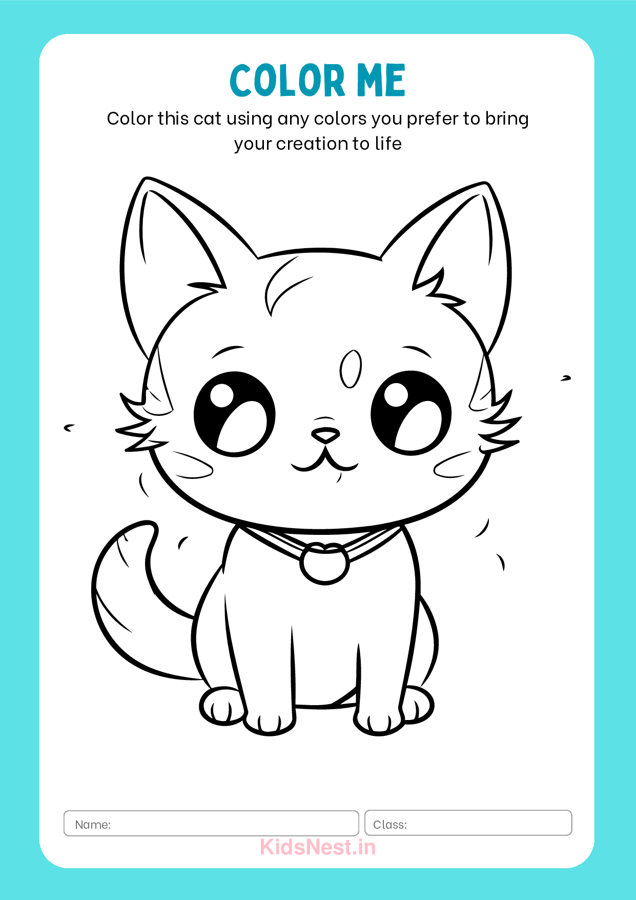 Printable Cat Coloring Page for Kids | Free Activity Sheet