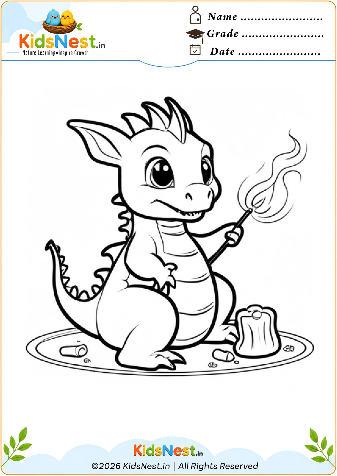 Cute Dragon Coloring Page for Kids | Free Printable Activity