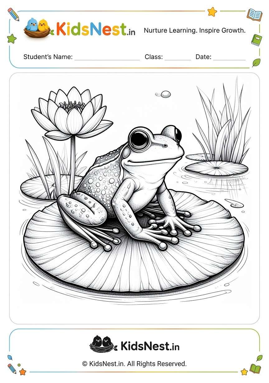 Coloring Activity: Frog on a Lily Pad