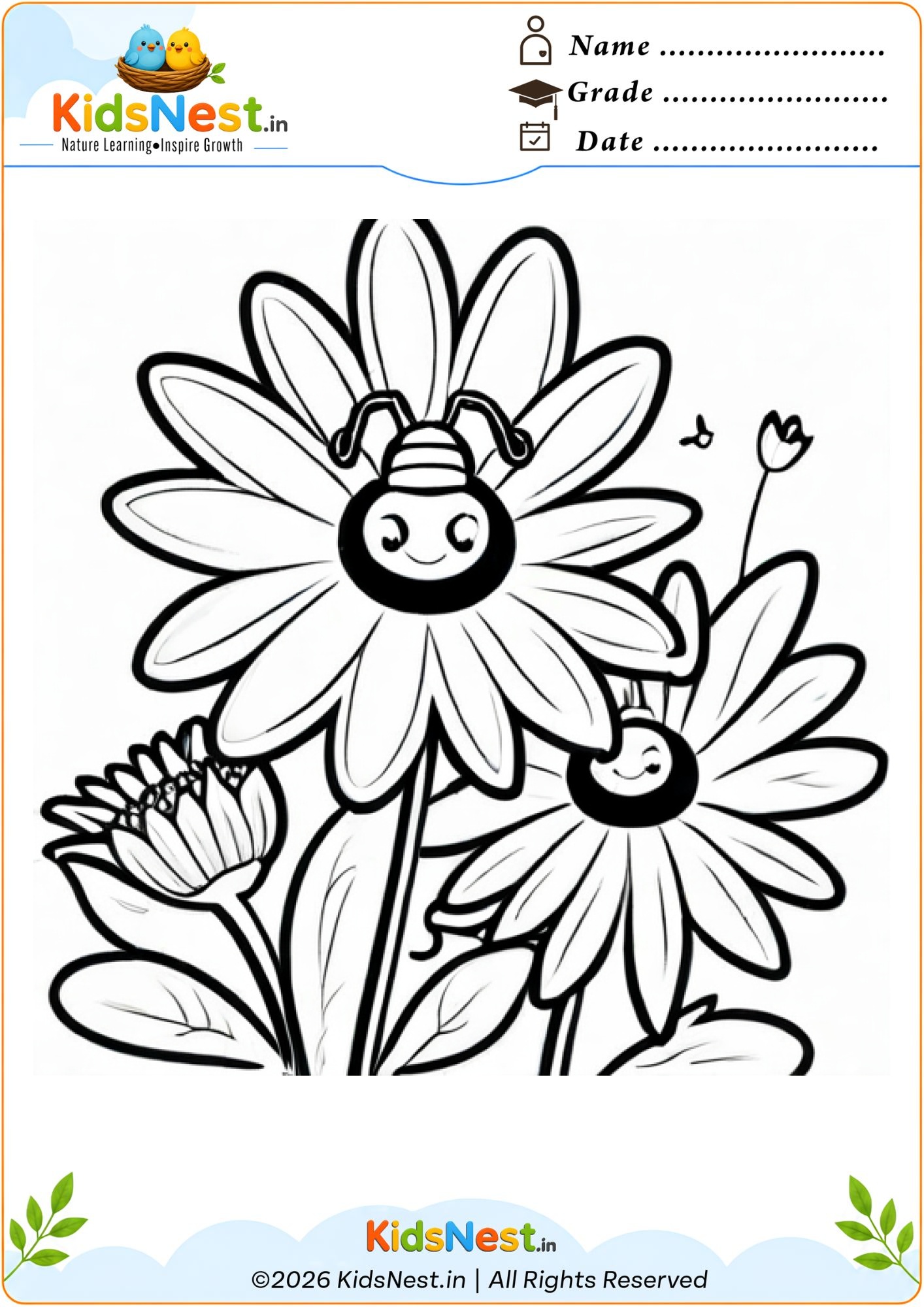 Happy Flower Garden Coloring Page | Free Printable for Kids