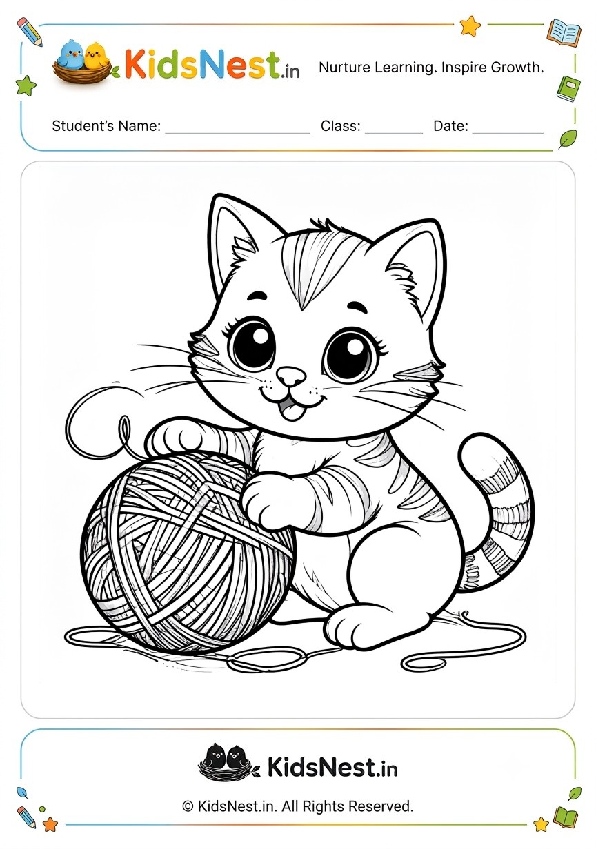 Printable Kitten Coloring Page for Kids | Fun Cat Activity