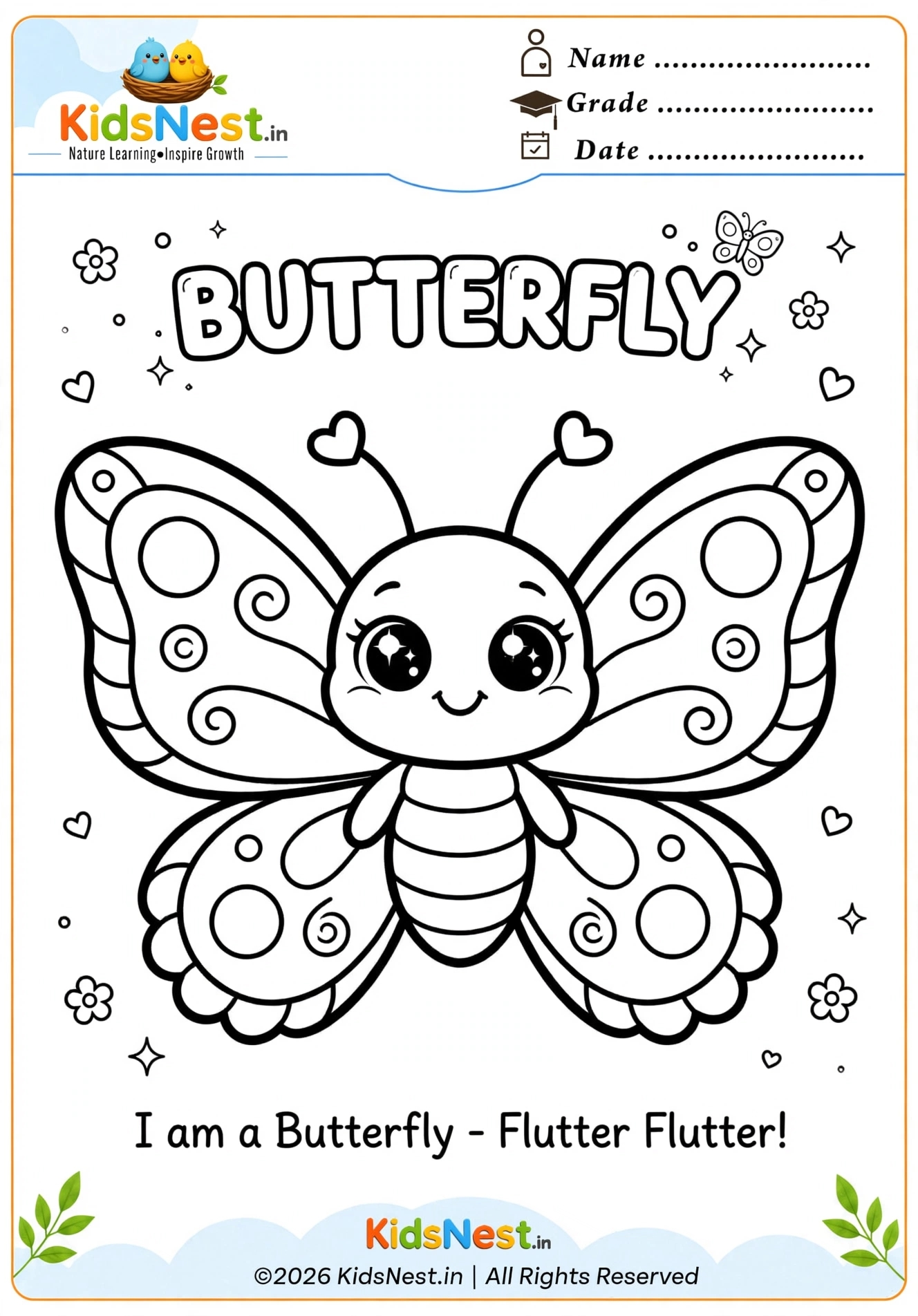 Free Printable Butterfly Coloring Page for Kids | Educational