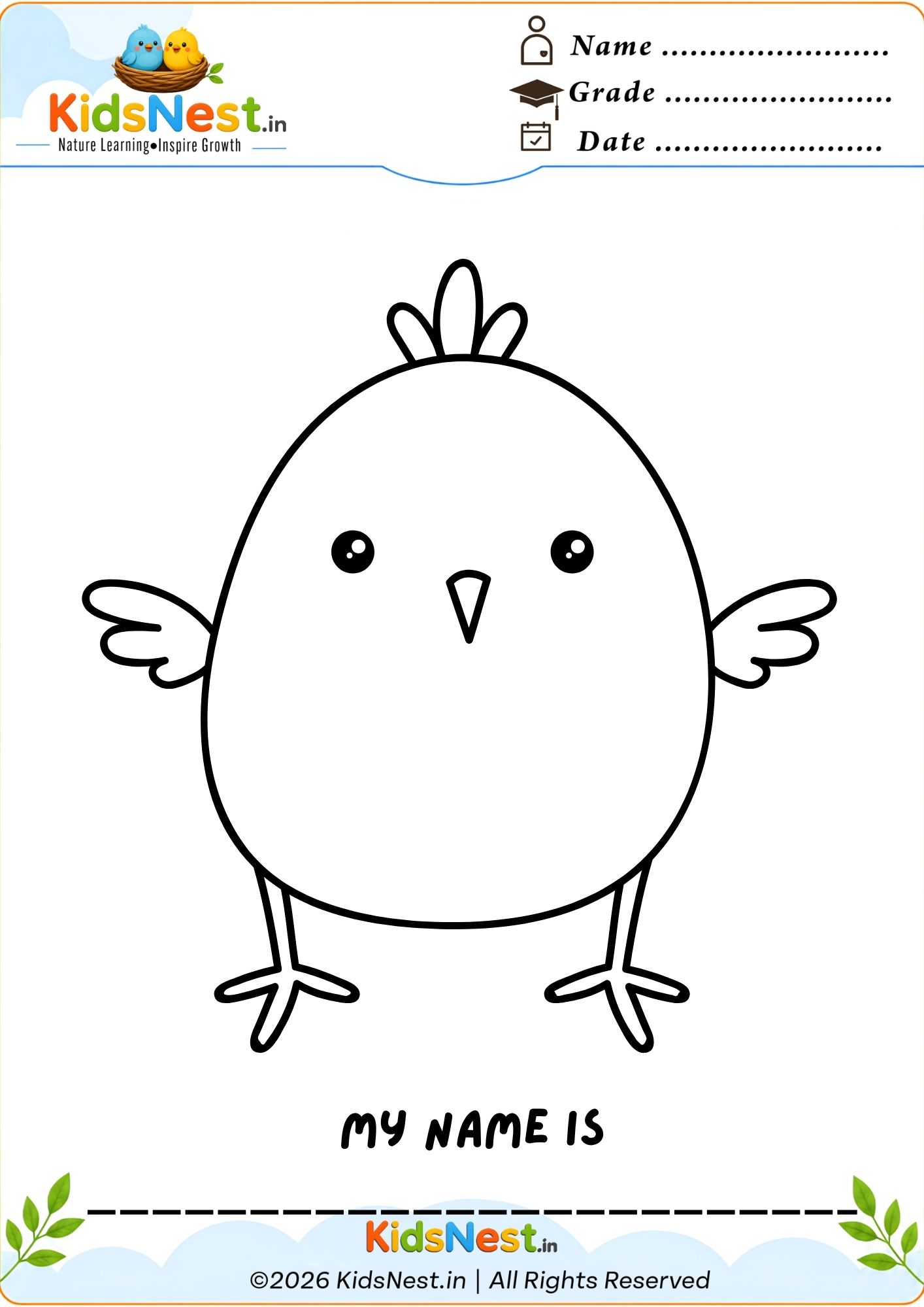 Cute Little Chick Coloring Page for Kids | Free Printable