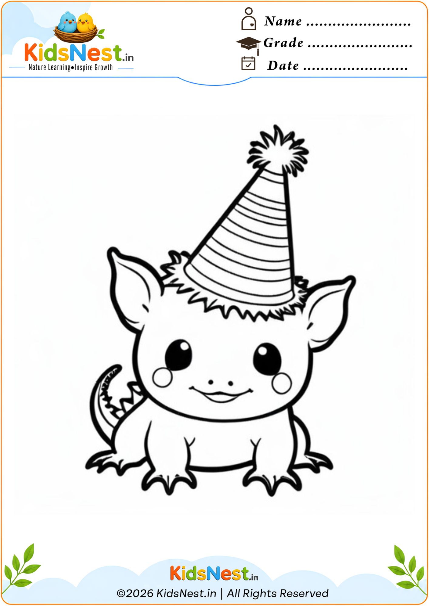 Printable Baby Dragon Coloring Page for Kids | Fun Activity