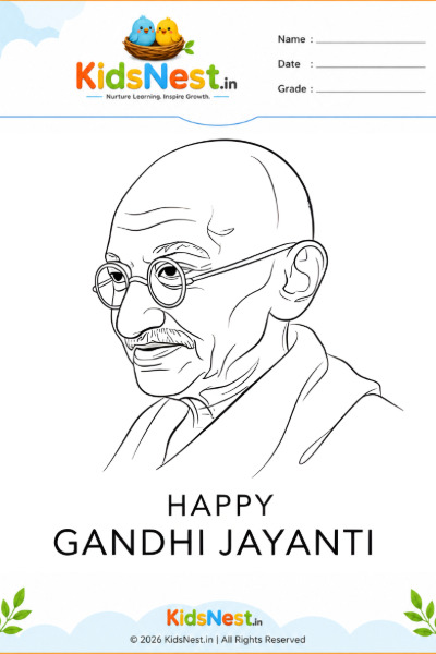 Printable Mahatma Gandhi Coloring Page for Kids | Educational