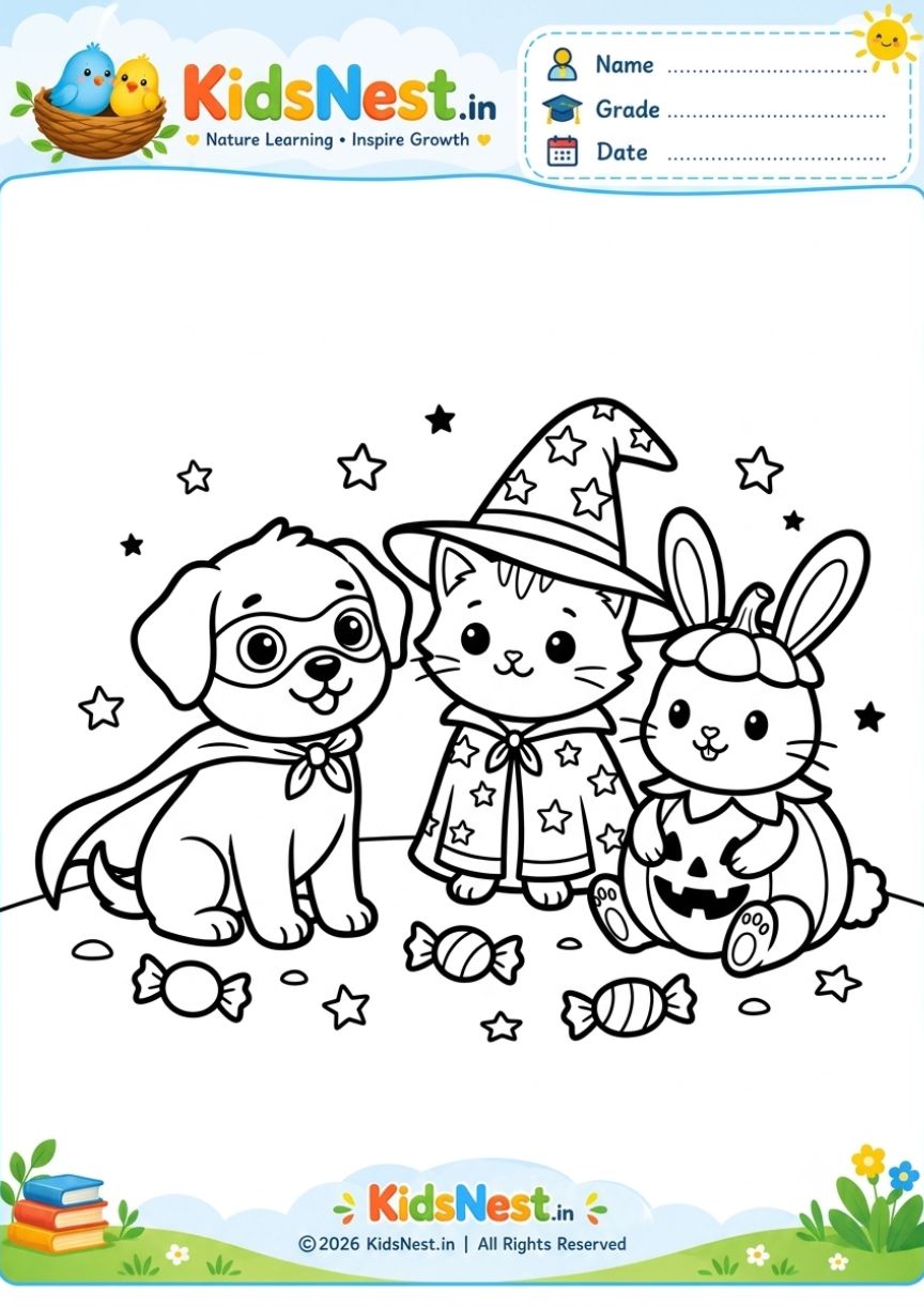 Printable Halloween Animal Coloring Pages for Kids | Fun Activity