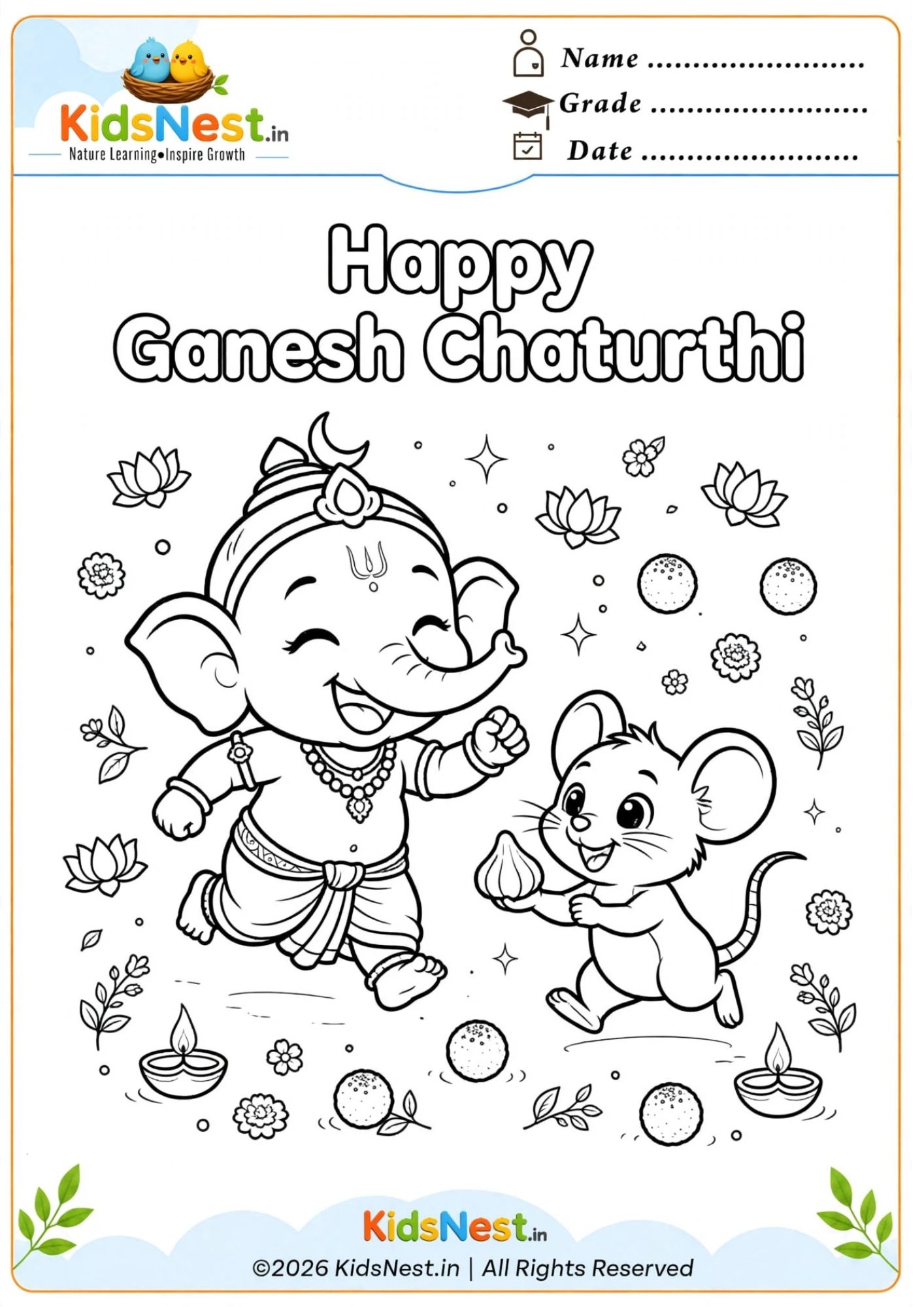 Coloring Page: Happy Ganesh Chaturthi