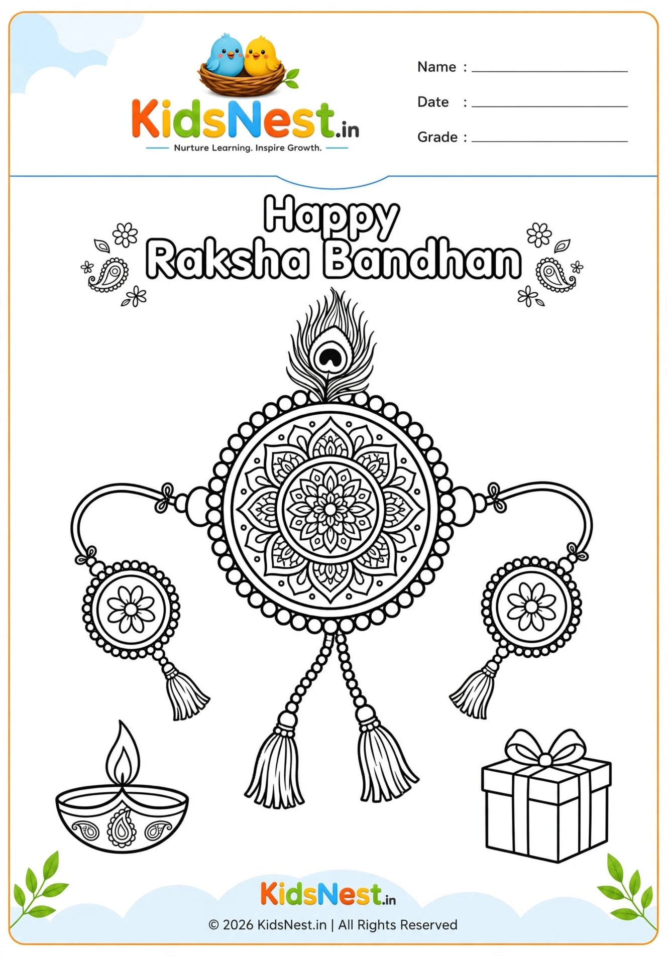 Free Happy Raksha Bandhan Coloring Page for Kids | Printable