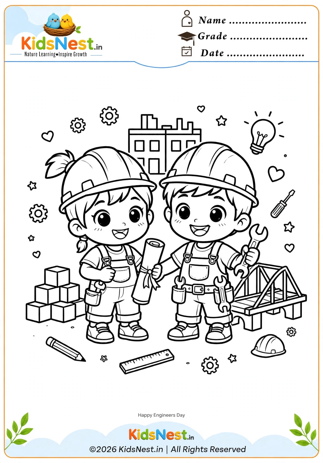 Little Engineers Coloring Page | Printable STEM Activity for Kids