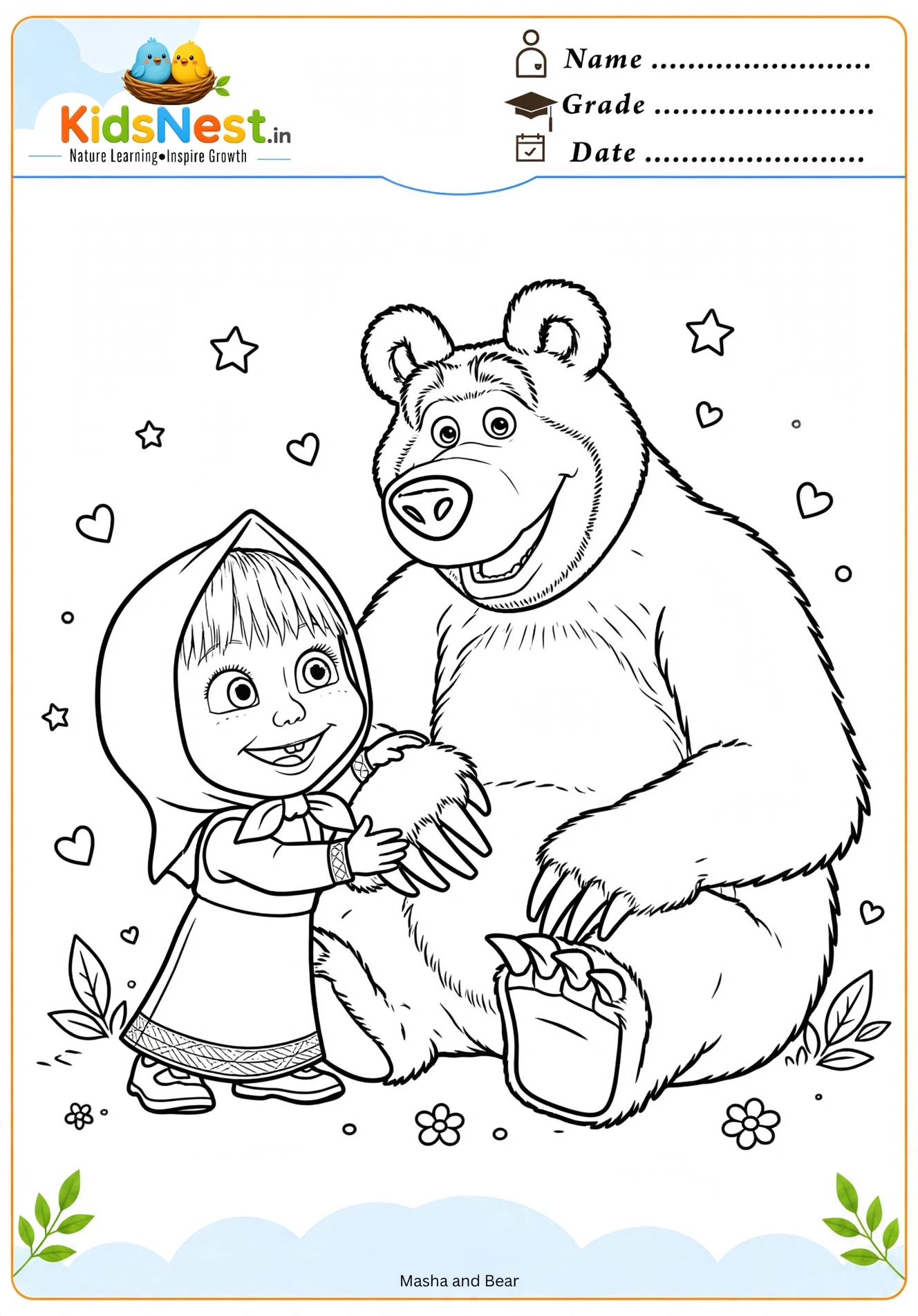 Masha and the Bear Coloring Page | Free Printable for Kids