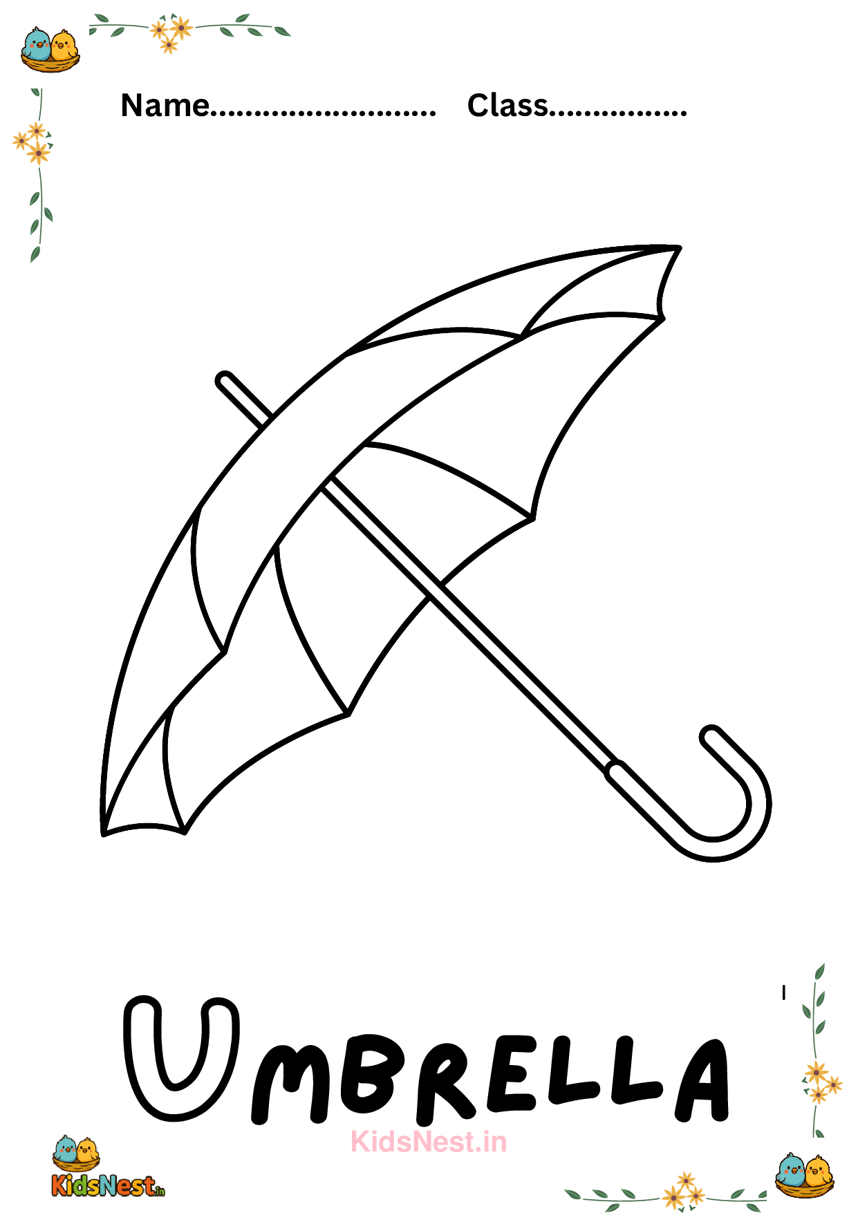 Colour the Umbrella Coloring Page | Free Printable Kids Activity