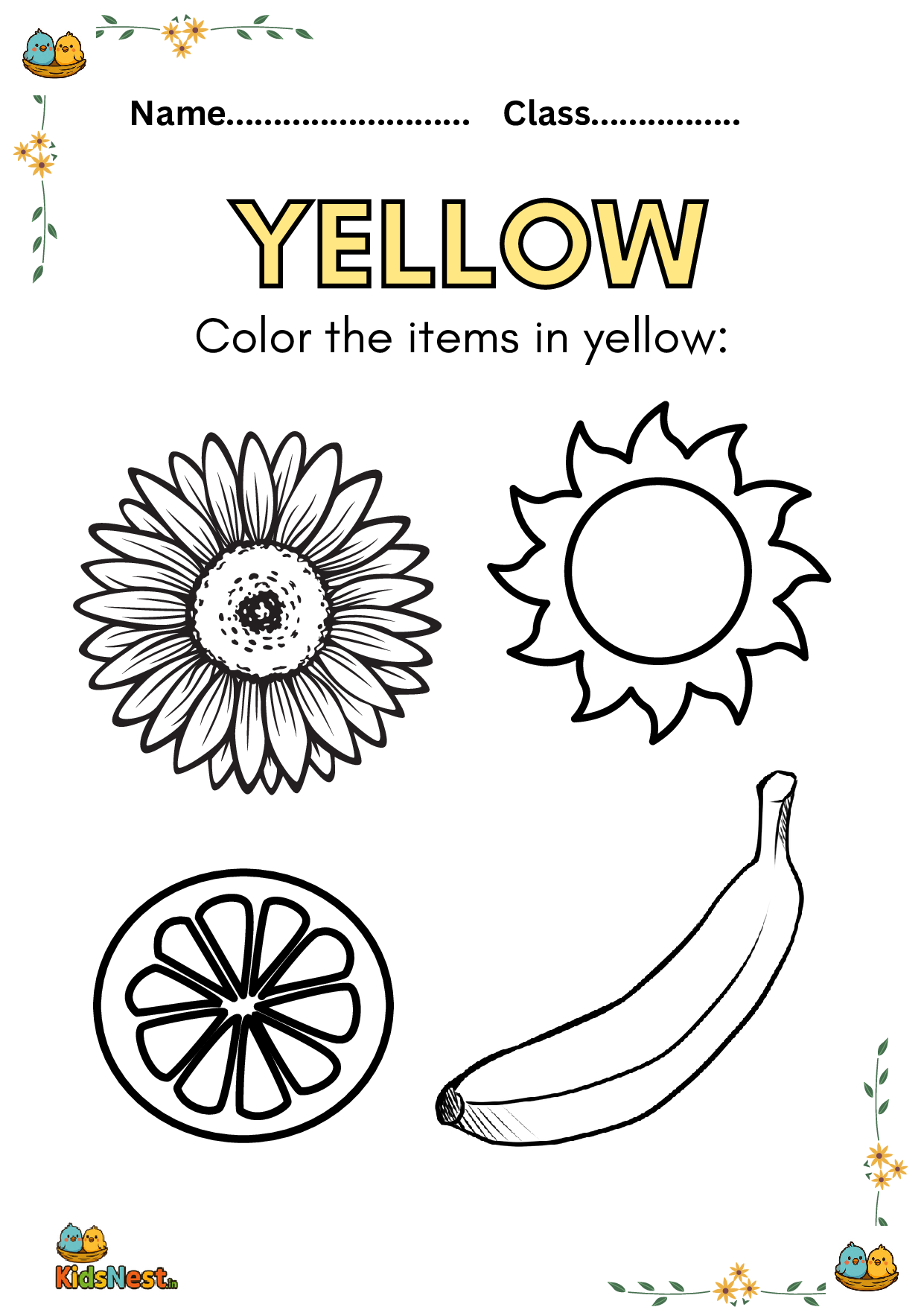 Colour Yellow Activities: Printable Worksheets & Coloring Pages