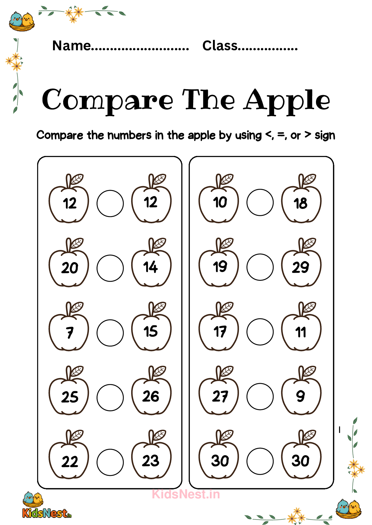 Apple Comparison Worksheet | Printable Activity for Kids