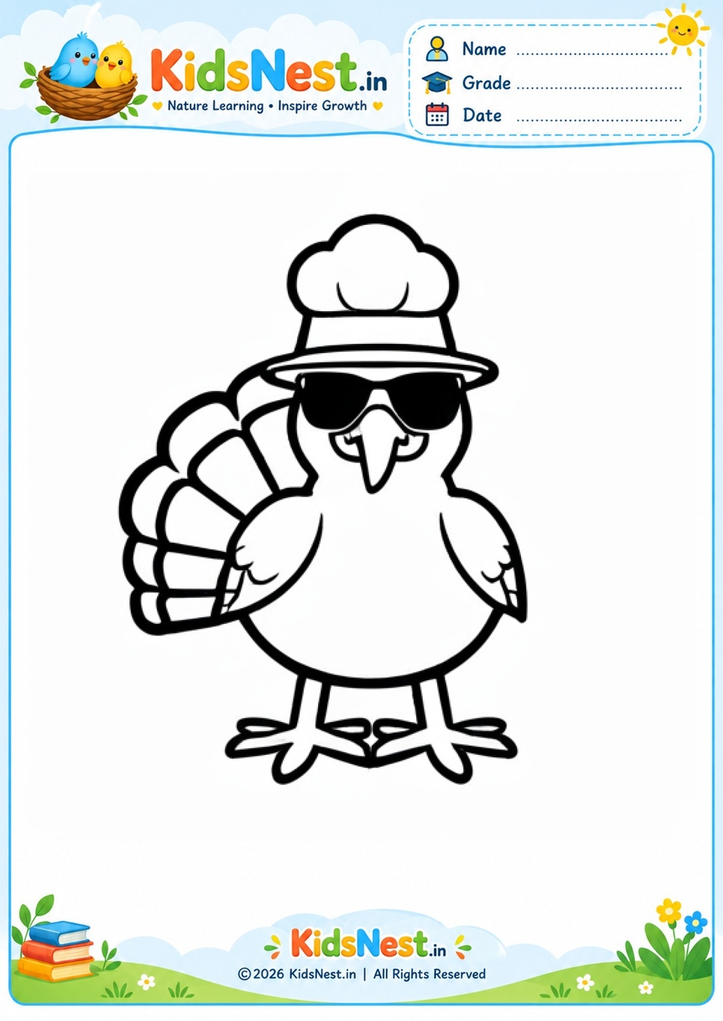 Cool Chef Turkey Coloring Page | Printable Kids Activity